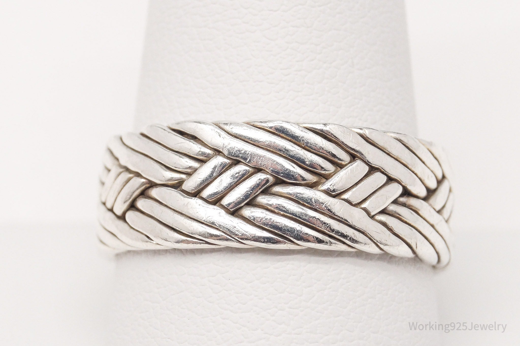 Vintage Weave Rope Braid Sterling Silver Band Ring - Size 11