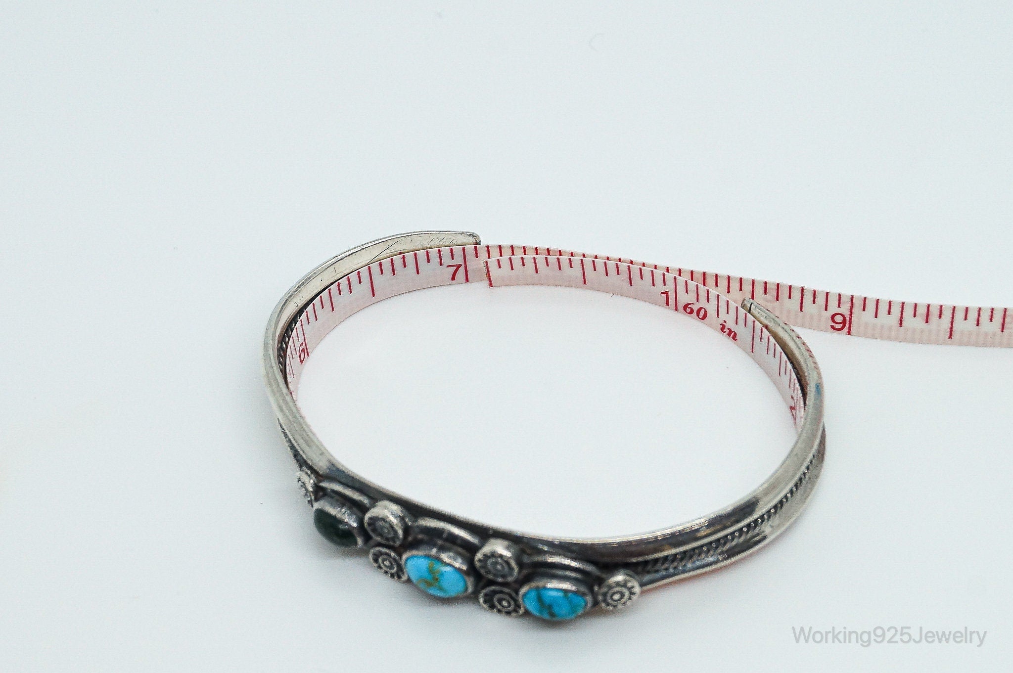 Vintage Native American Unsigned Turquoise Sterling Silver Bracelet