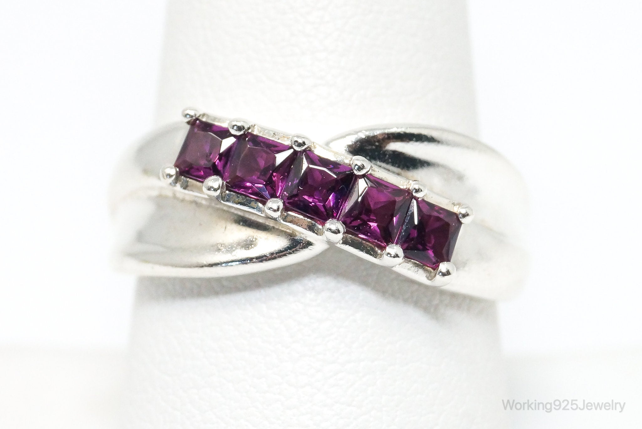 Vintage Violet Purple Topaz Sterling Silver Ring SZ 8.75