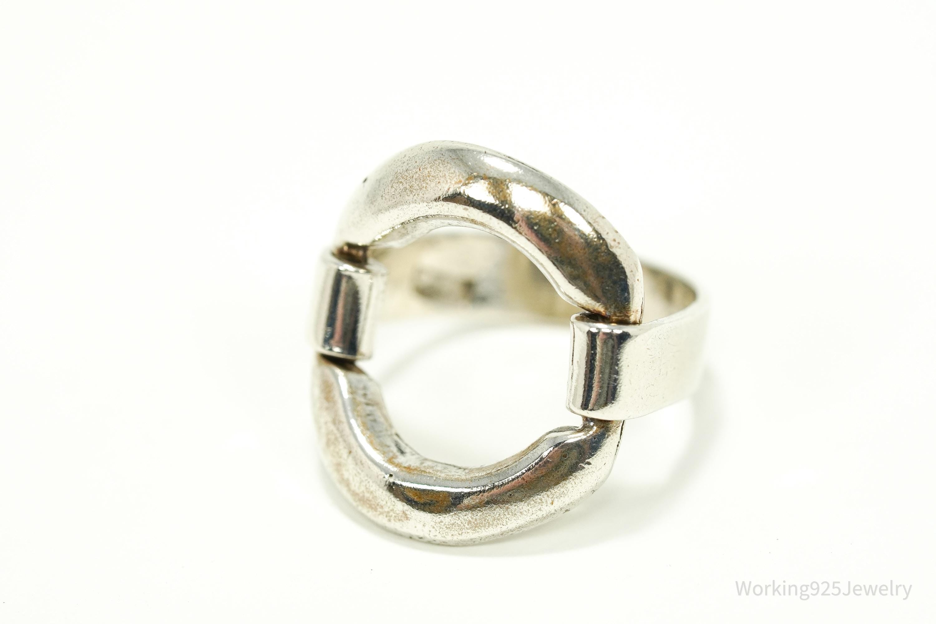 Vintage Egyptian Modernist Style Silver Ring - Size 7