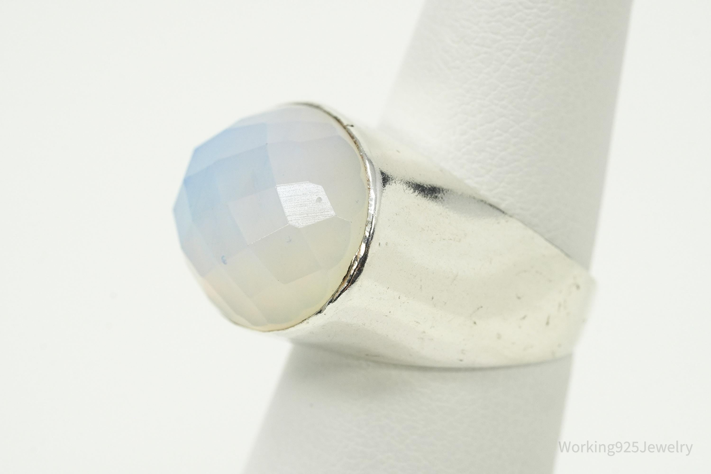 Vintage Large Opalite Sterling Silver Ring - Size 6.25