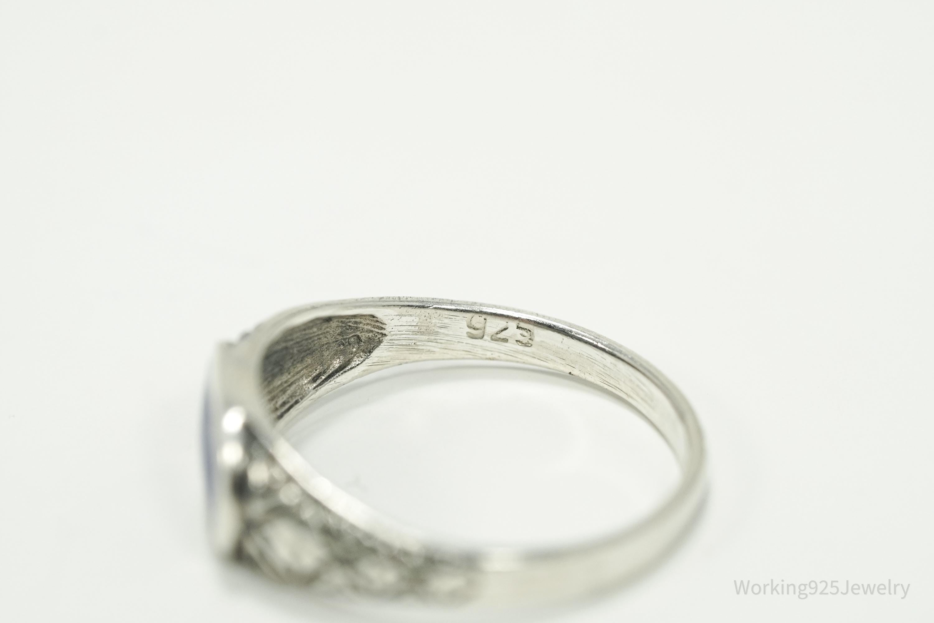 Vintage Lapis Lazuli Sterling Silver Ring - Size 6.75