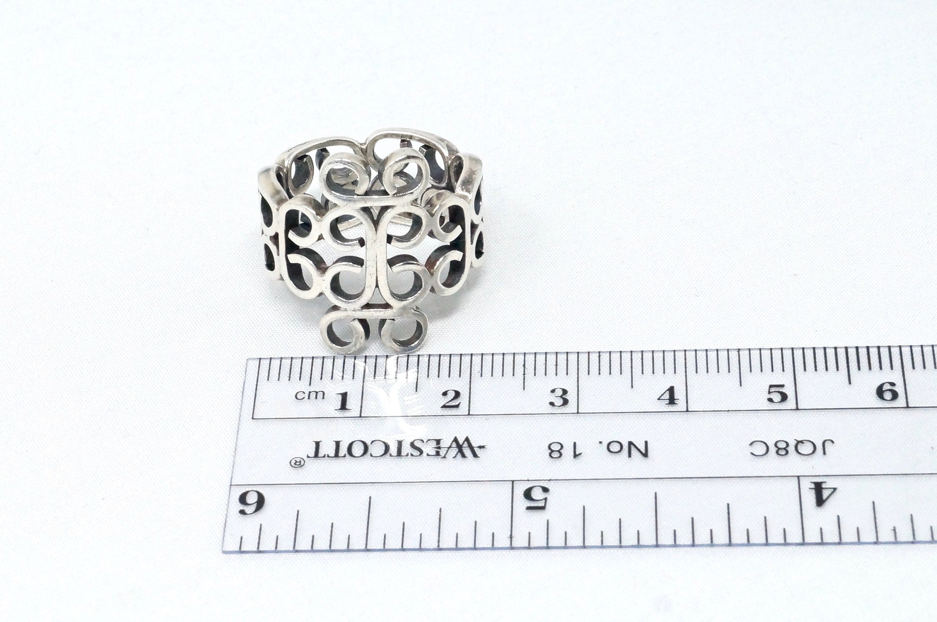 Vintage Mexico Designer Modernist Style Sterling Silver Ring - Size 7.5