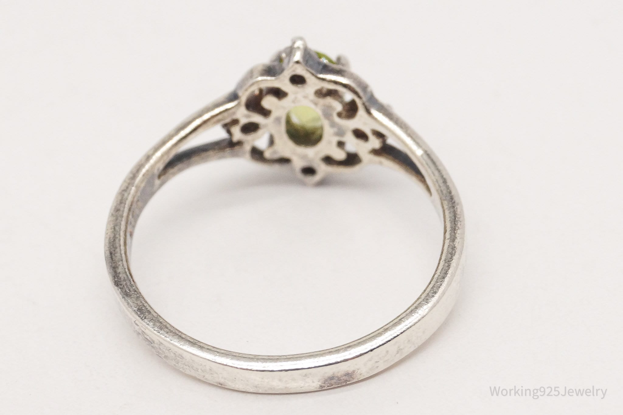 Vintage Peridot Cubic Zirconia Sterling Silver Ring - Size 7