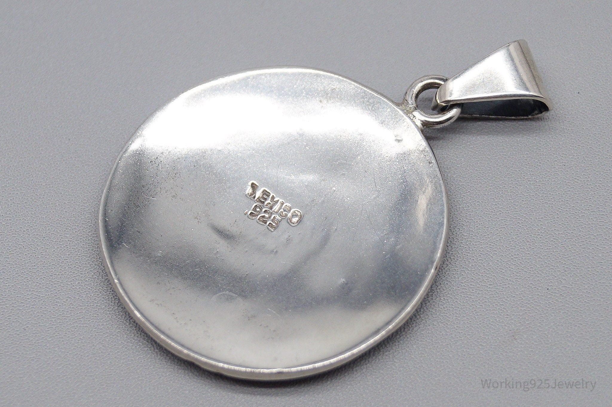 Large Vintage Mexico Mayan Warrior Sterling Silver Pendant