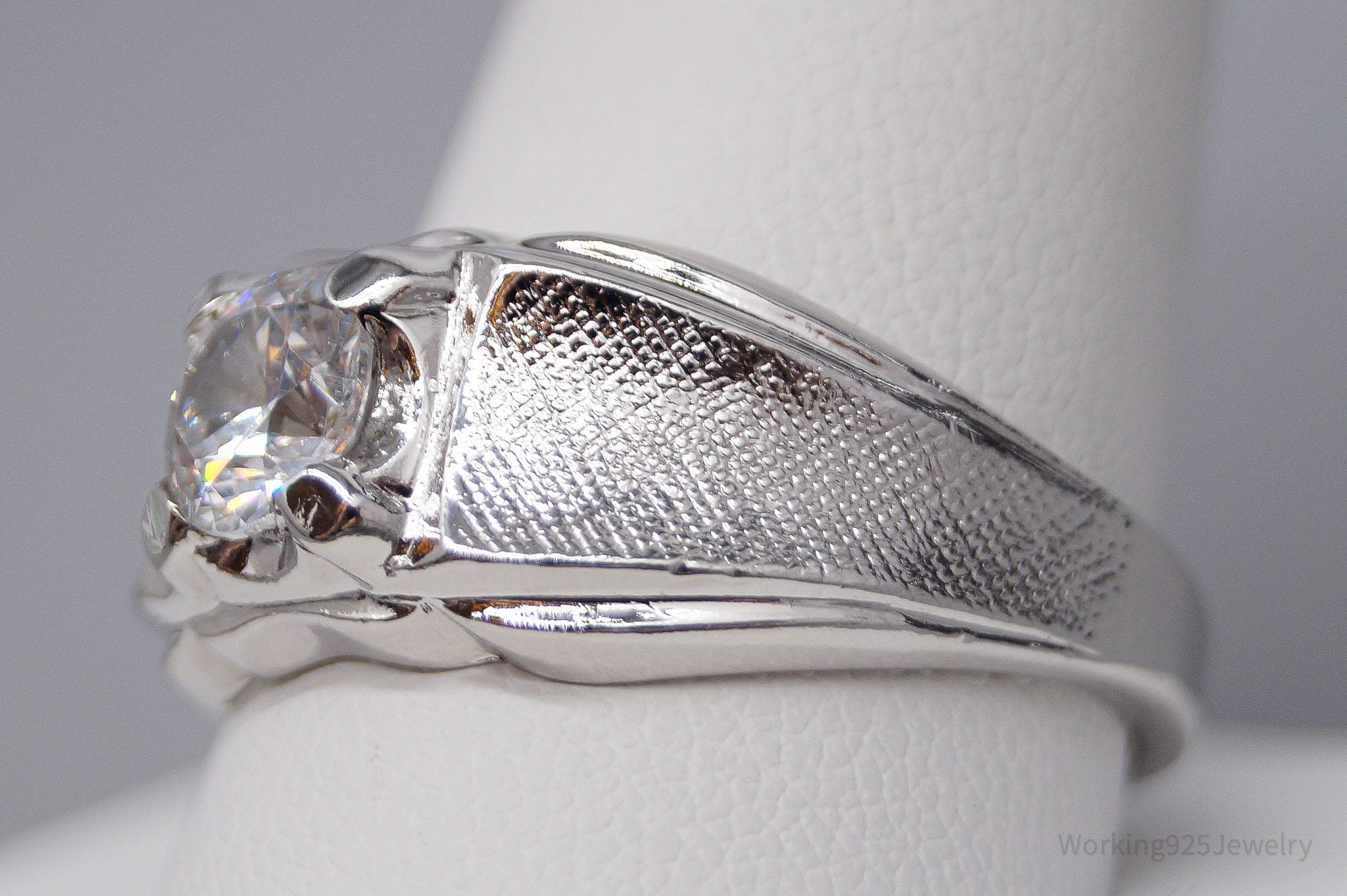 Vintage Designer LIND Cubic Zirconia Sterling Silver Ring - Size 12