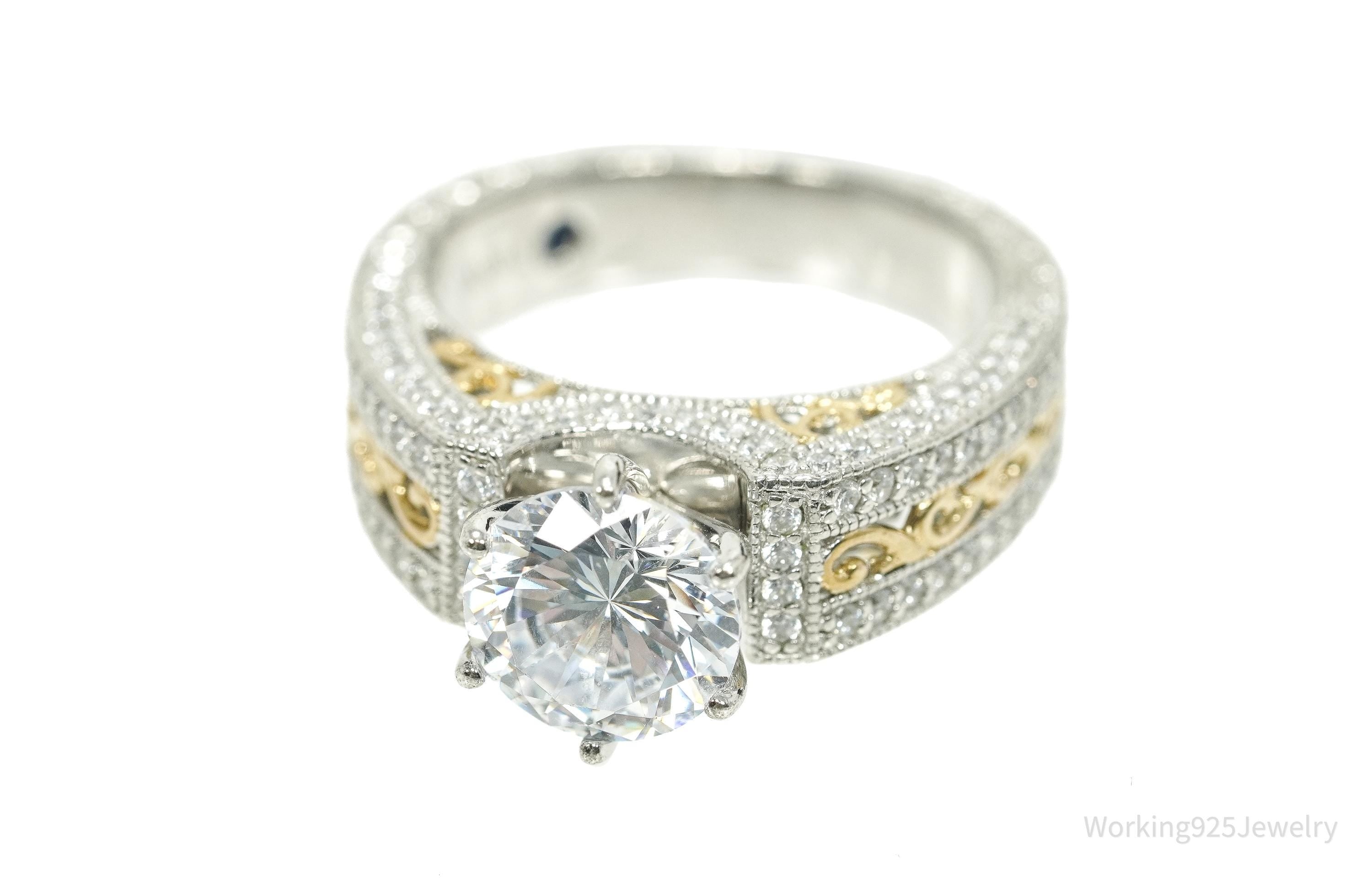 Designer Vanna K Cubic Zirconia Gold Vermeil Sterling Silver Ring - Size 8.25