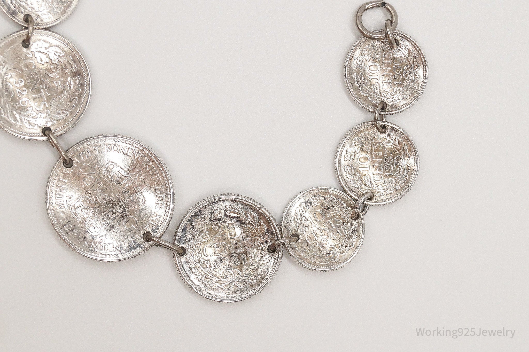 Wilhelmina Kiningin Der Nederlanden Coins Silver Bracelet