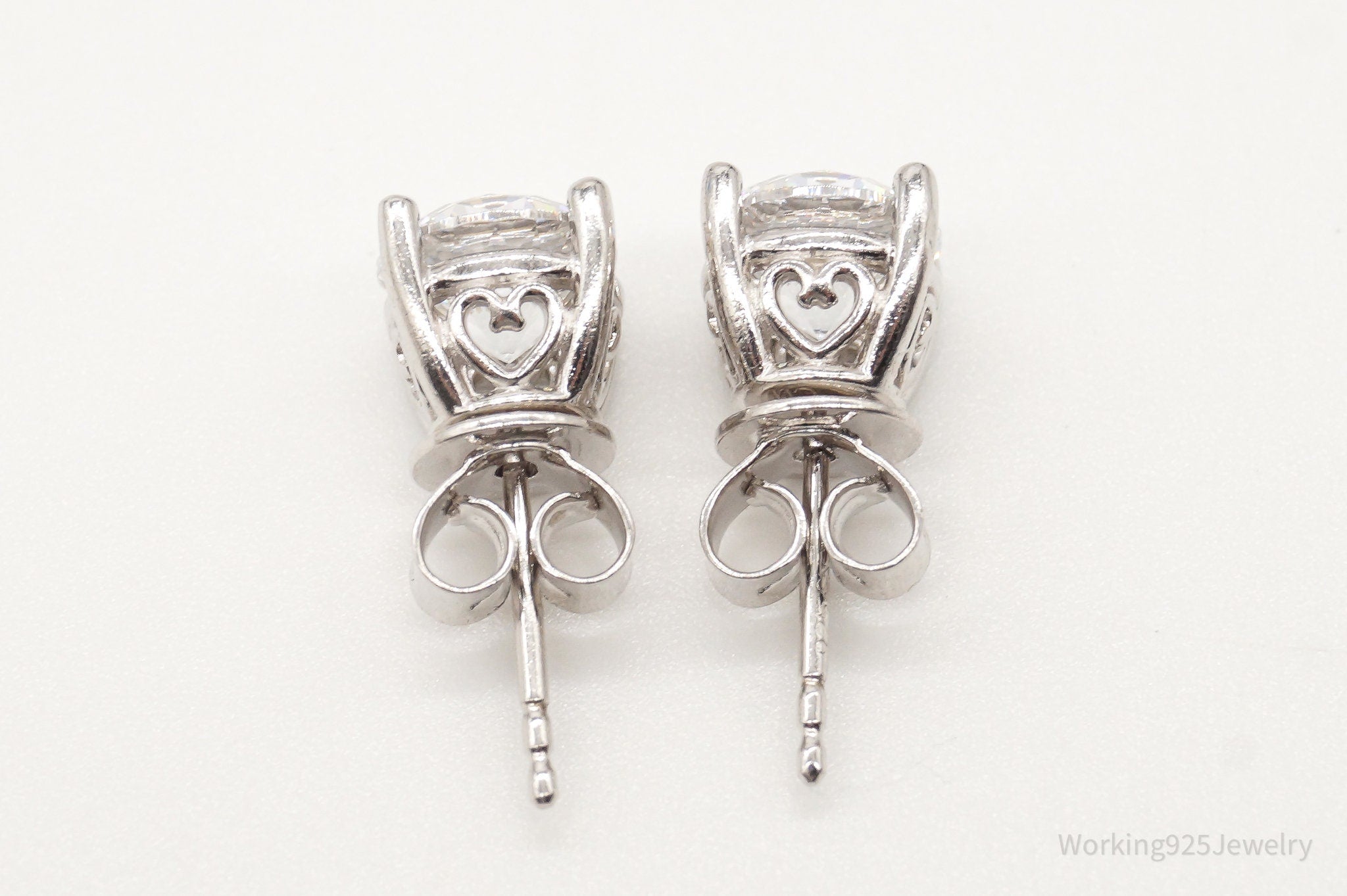 Vintage Cubic Zirconia Sterling Silver Stud Post Earrings