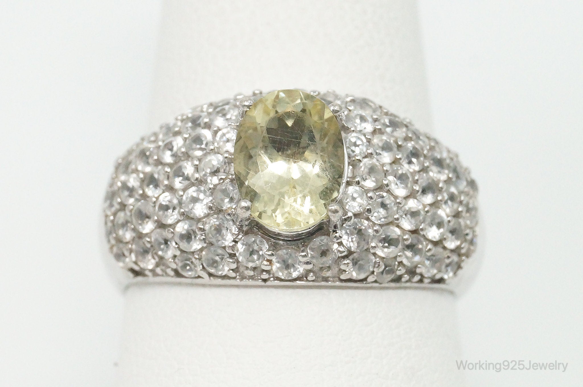 Vintage Designer TGGC Peridot Cubic Zirconia Sterling Silver Ring - Size 9