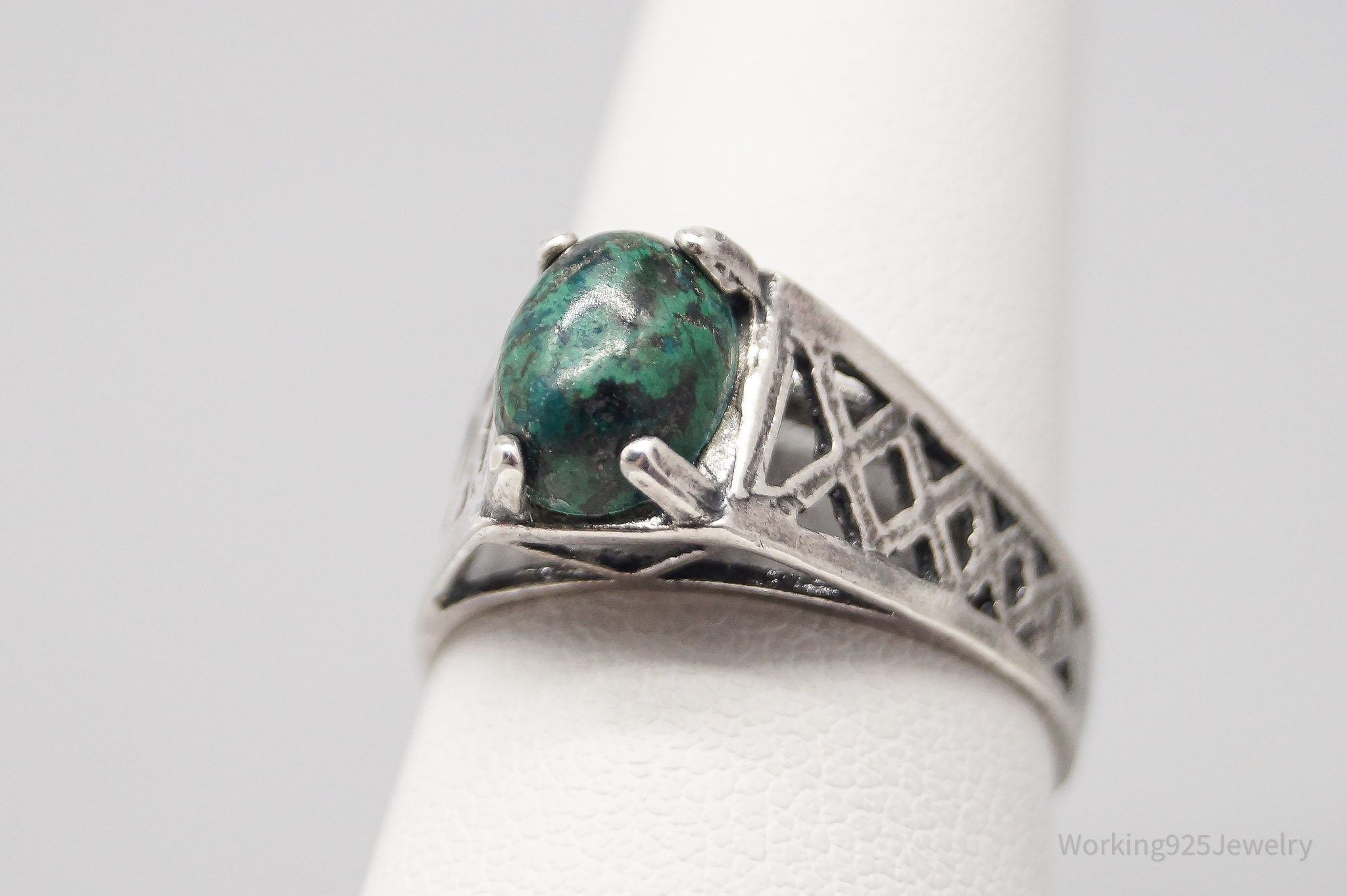 Vintage Chrysocolla Sterling Silver Ring - Size 6.75