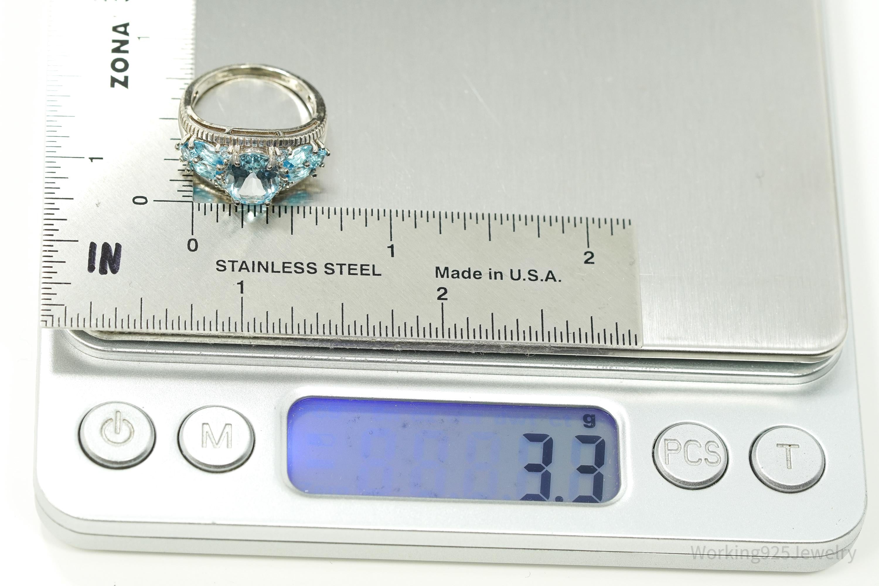 Vintage Blue Topaz Sterling Silver Ring - Size 5