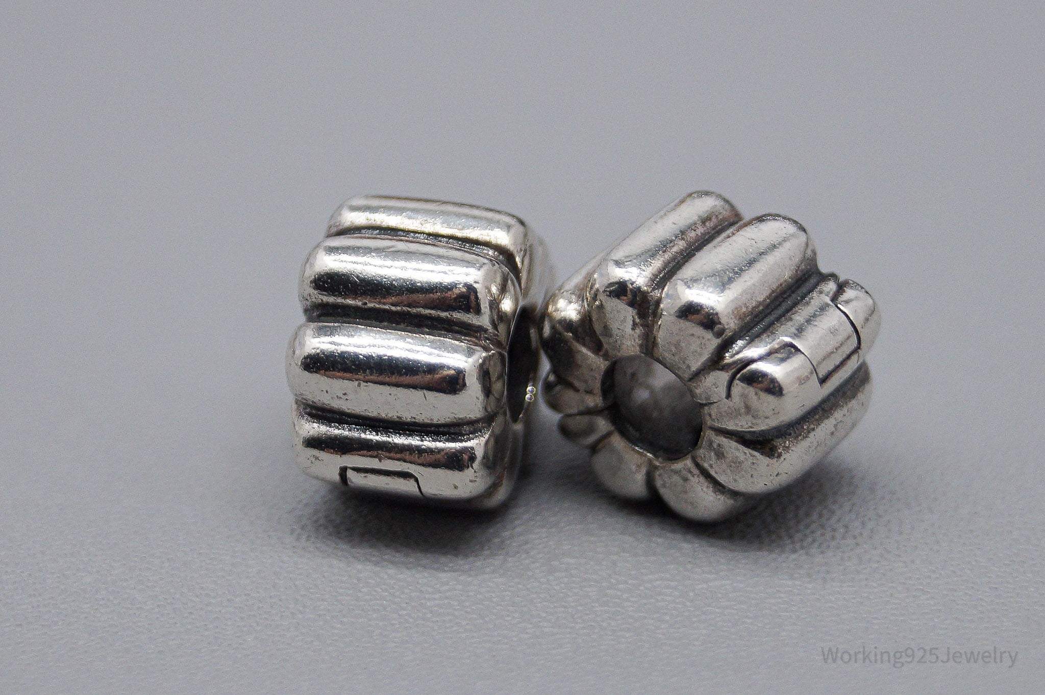 Retired Authentic Designer Pandora ALE Shrimp Clip Charm Sterling Silver Set