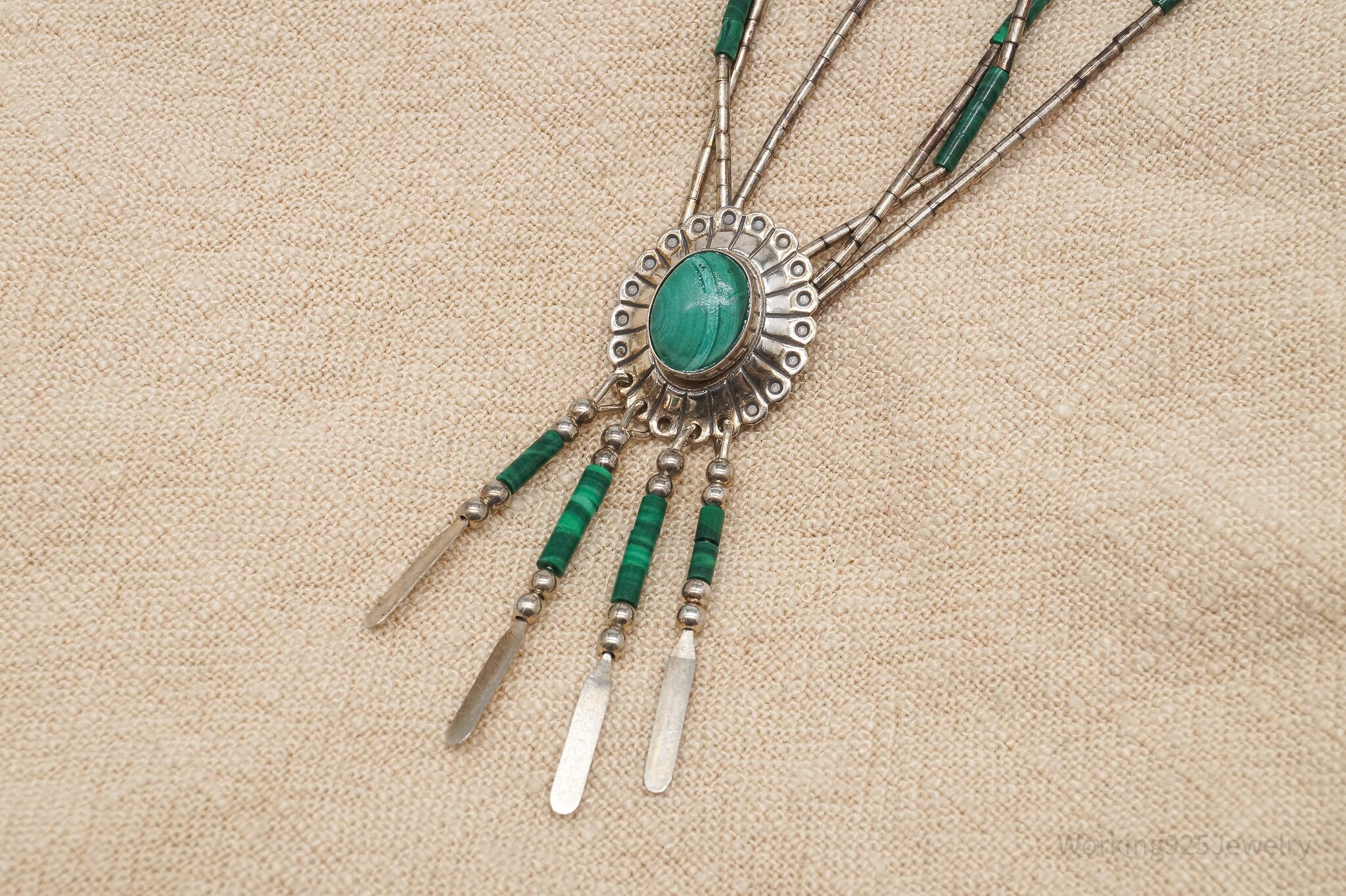 VTG Native QT Pendant On Carolyn Pollack Bead Sterling Silver Chain Necklace