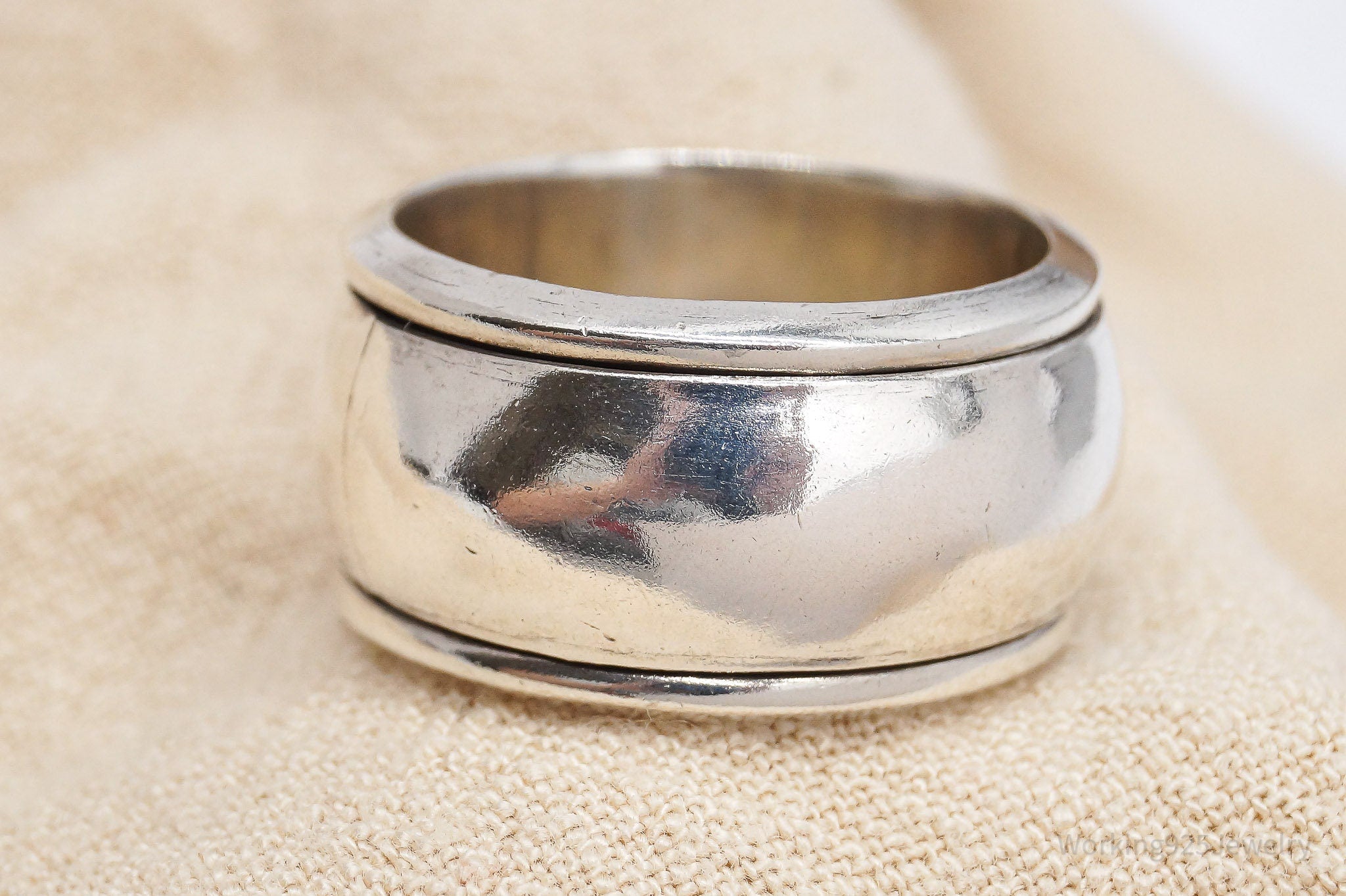 Vintage Wide Sterling Silver Spinner Band Ring - Size 10