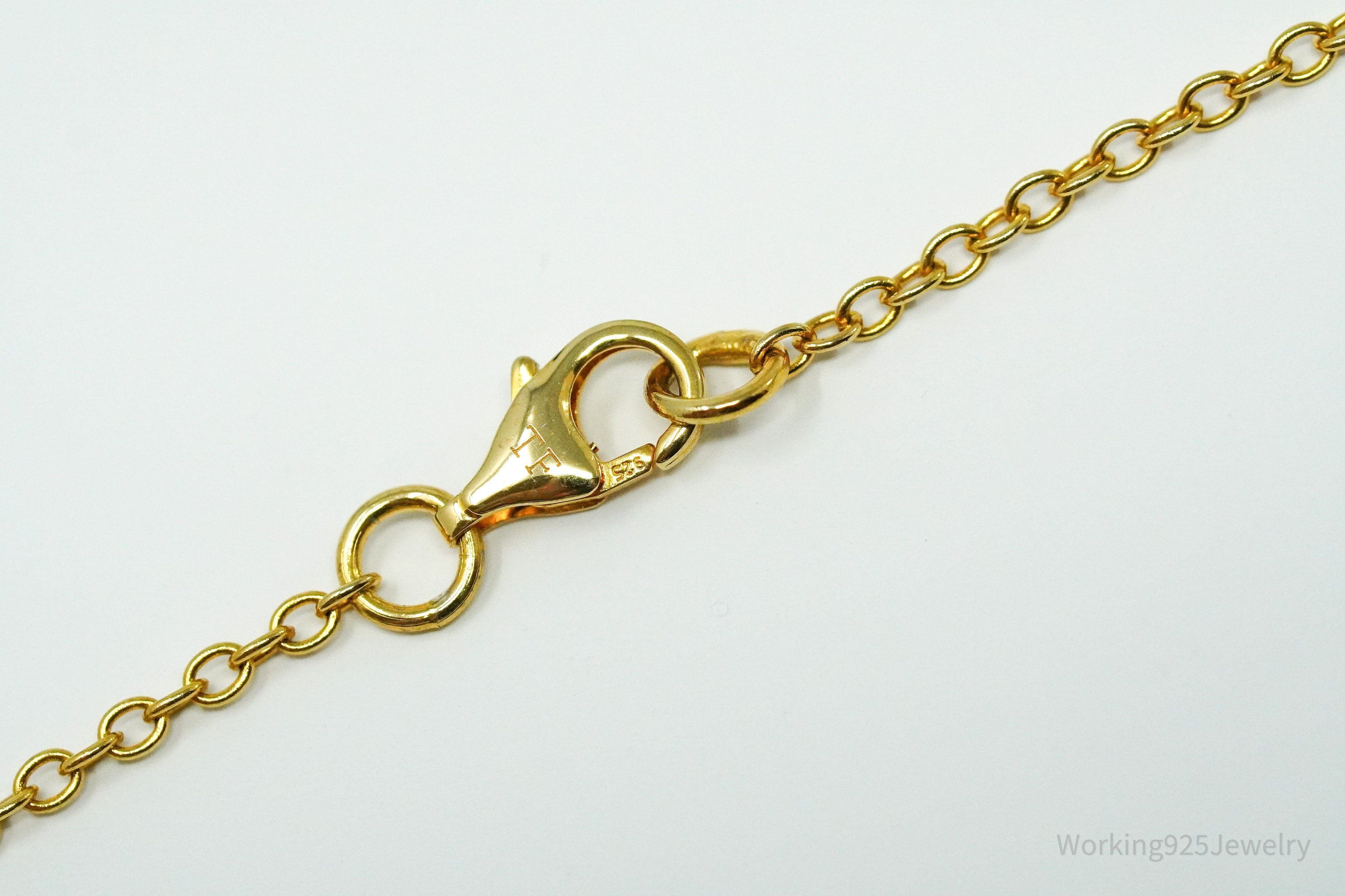 Long Vintage Turquoise Gold Vermeil Sterling Silver Necklace 36"