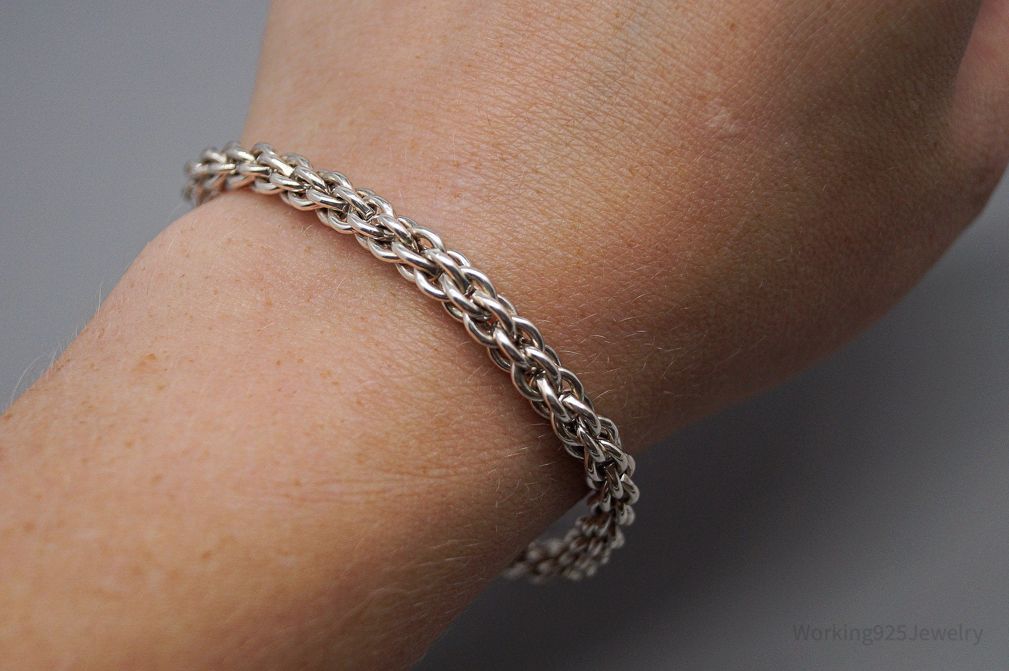 Vintage Italian Chainlink Sterling Silver Bracelet - 7 5/8"