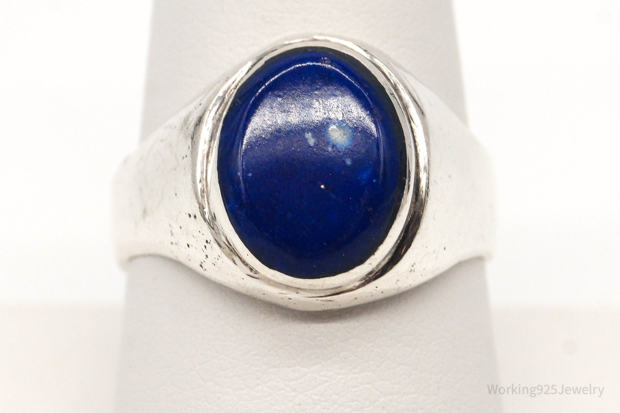 Vintage Mexico Blue Stone 950 Silver Ring - Size 9