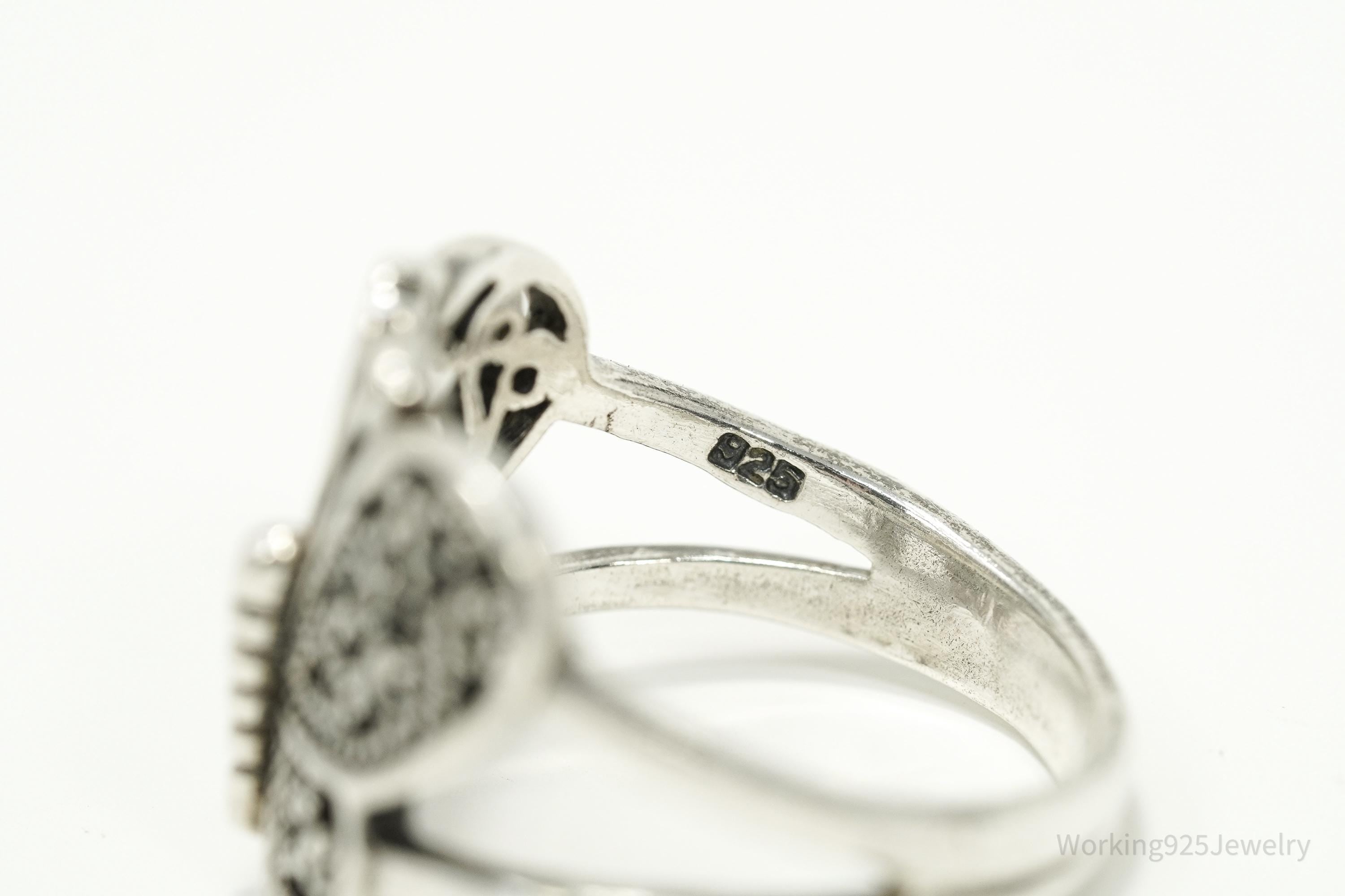 Vintage Filigree Butterfly Sterling Silver Ring - Size 9.25