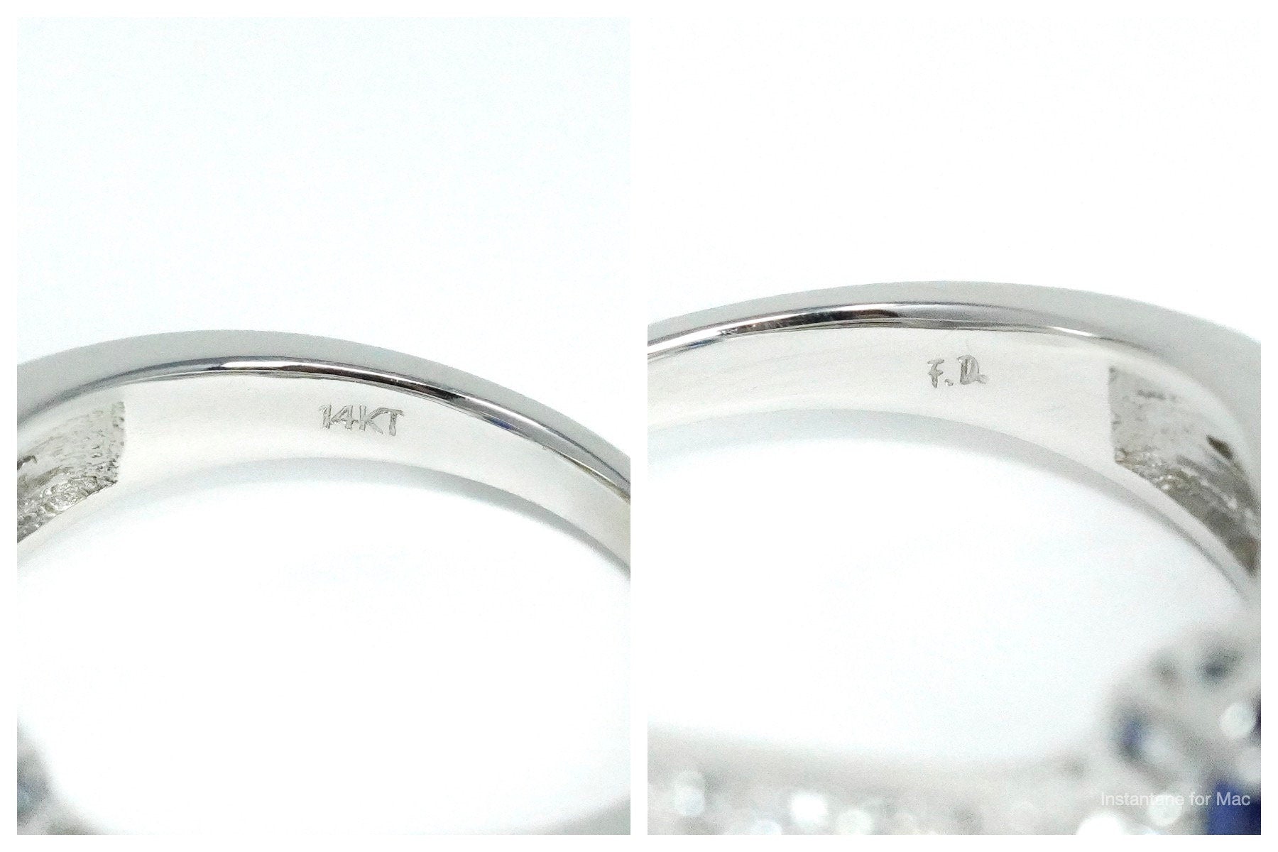 14K White Gold, Sapphire & Diamond Cocktail Ring - Size 8