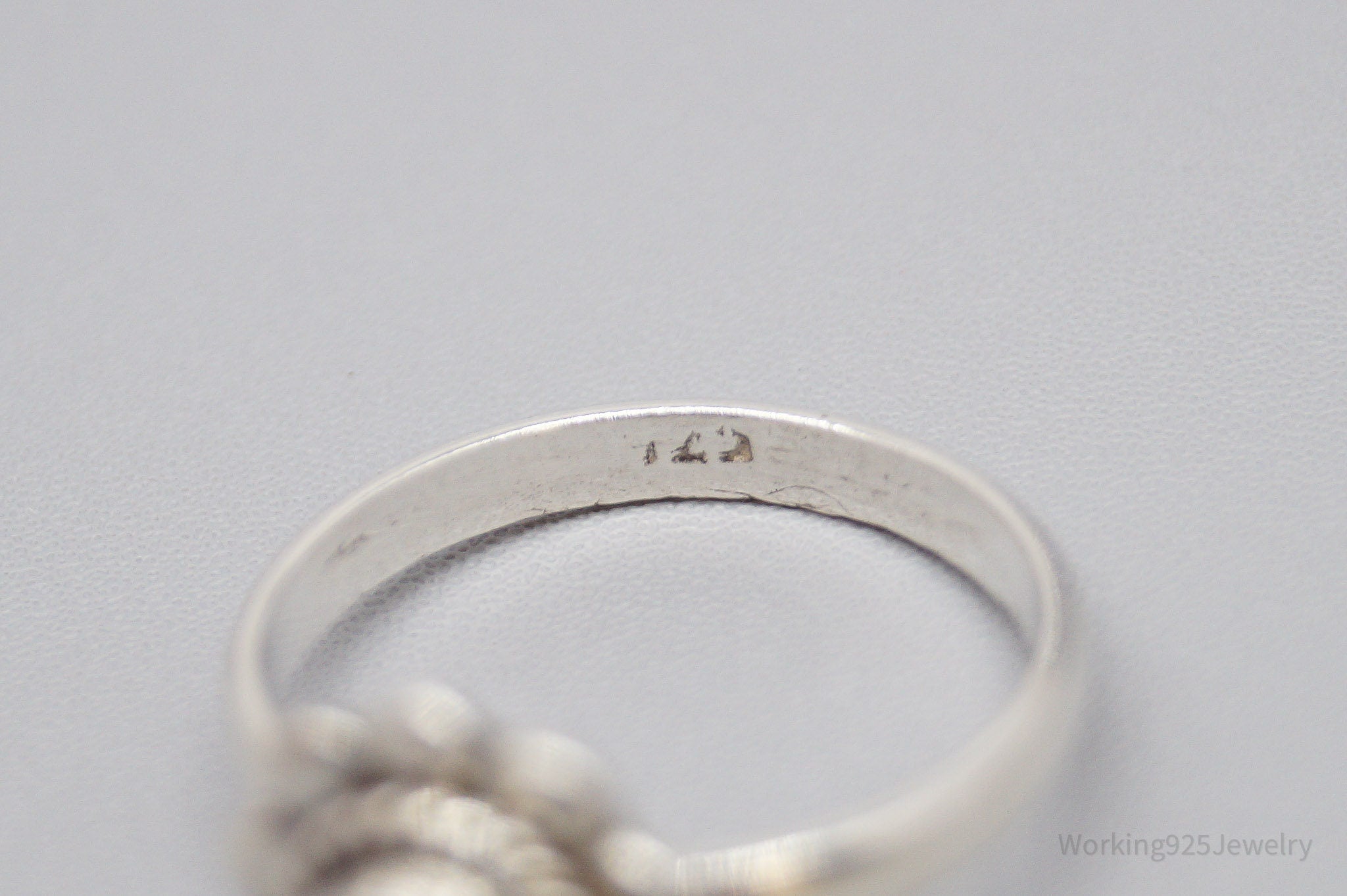 Vintage White Topaz Sterling Silver Flower Ring - Size 6.75