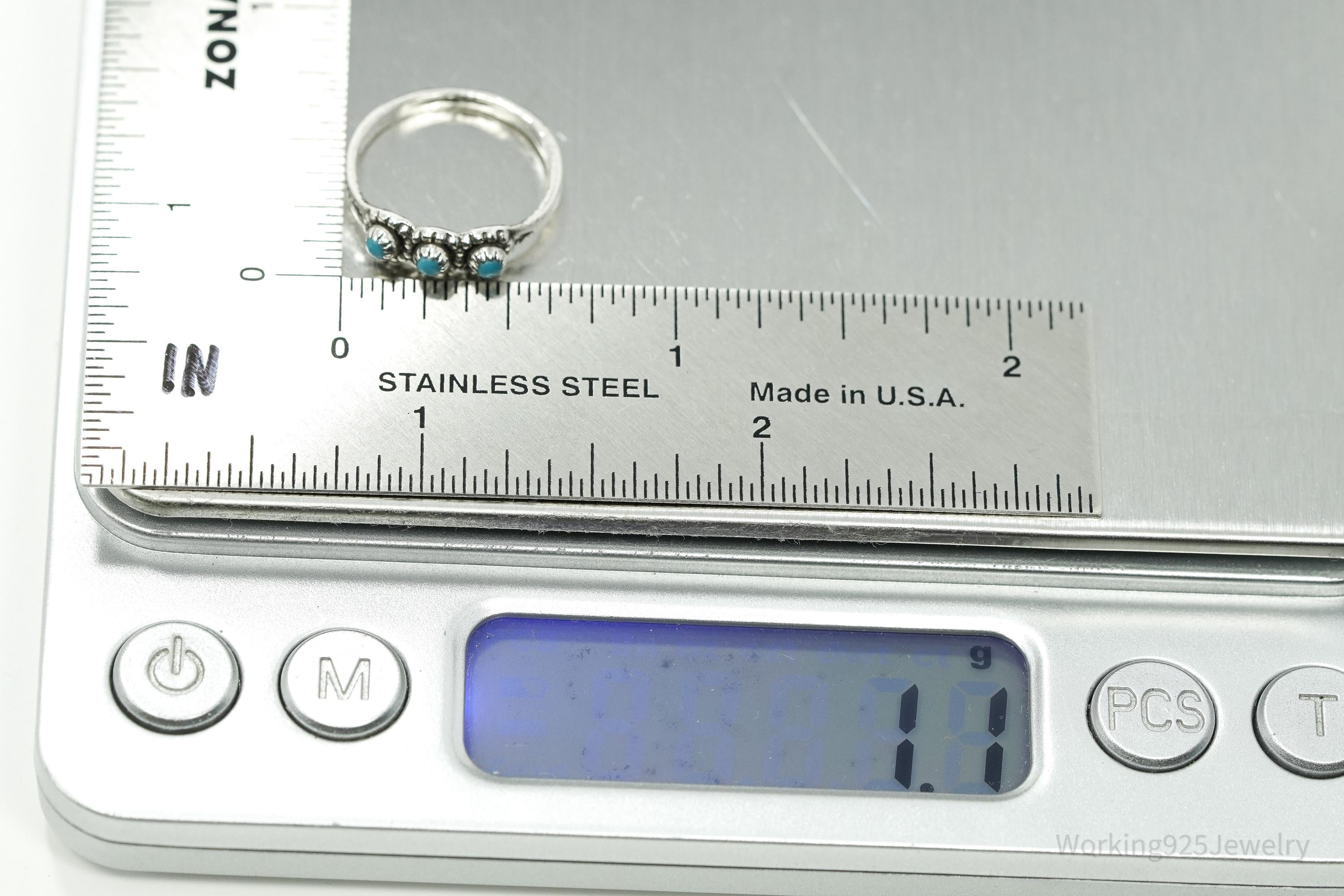 Vintage Native Bell Trading Post Turquoise Sterling Silver Ring - Size 4