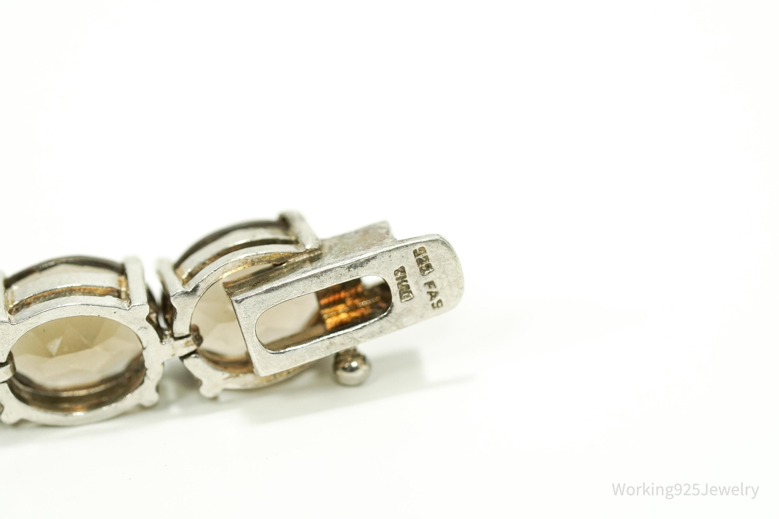 Vintage Smoky Topaz Sterling Silver Bracelet - 7.5"