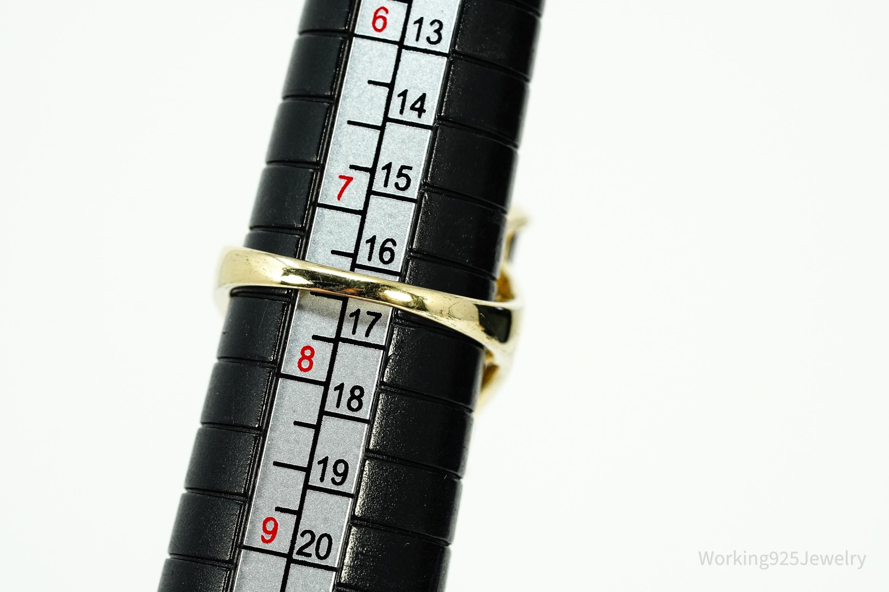 Vintage Large Smoky Topaz Gold Vermeil Sterling Silver Ring - Size 7.5