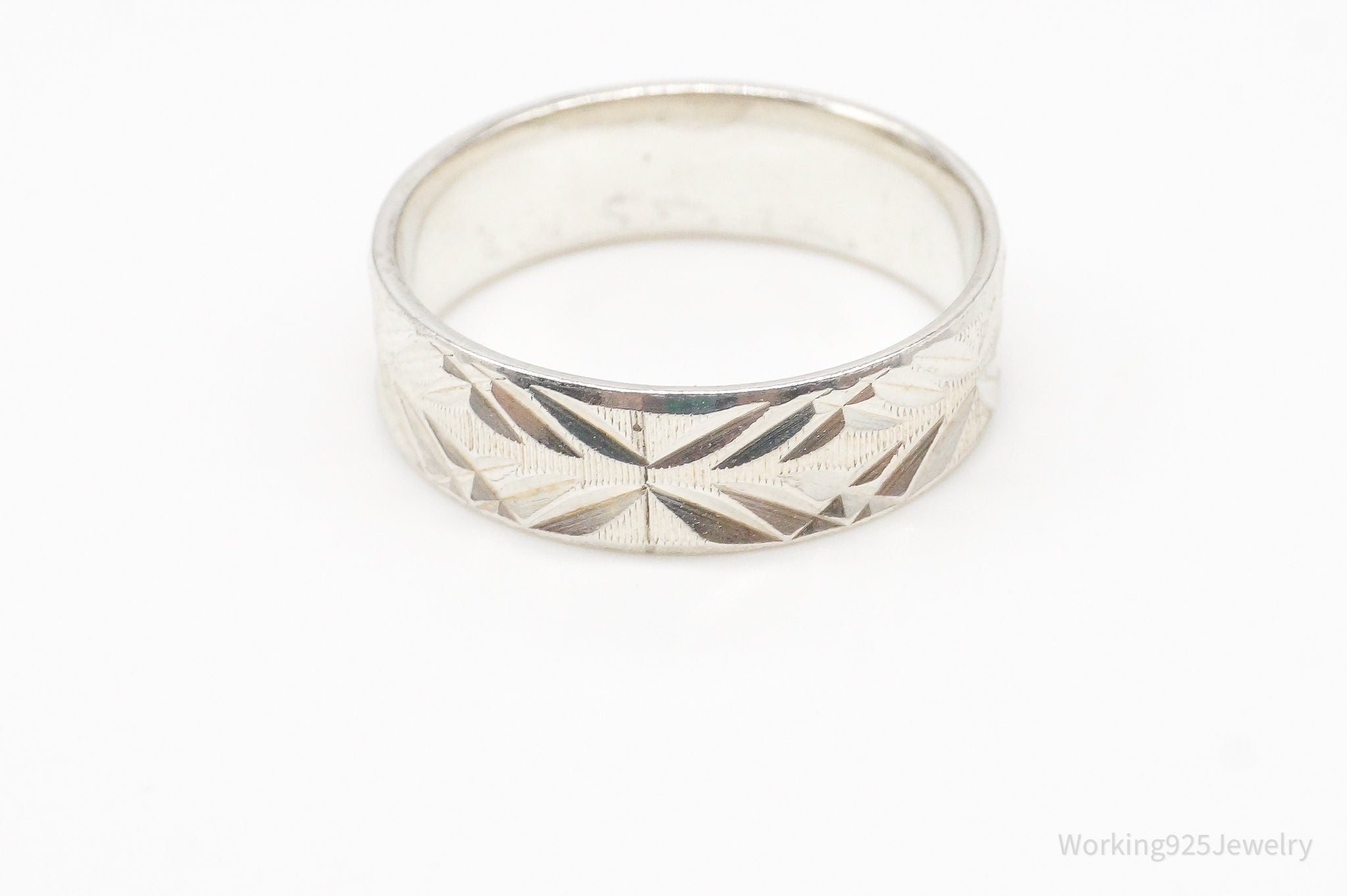 Vintage Sleek Modern Sterling Silver Band Ring - Size 8.25