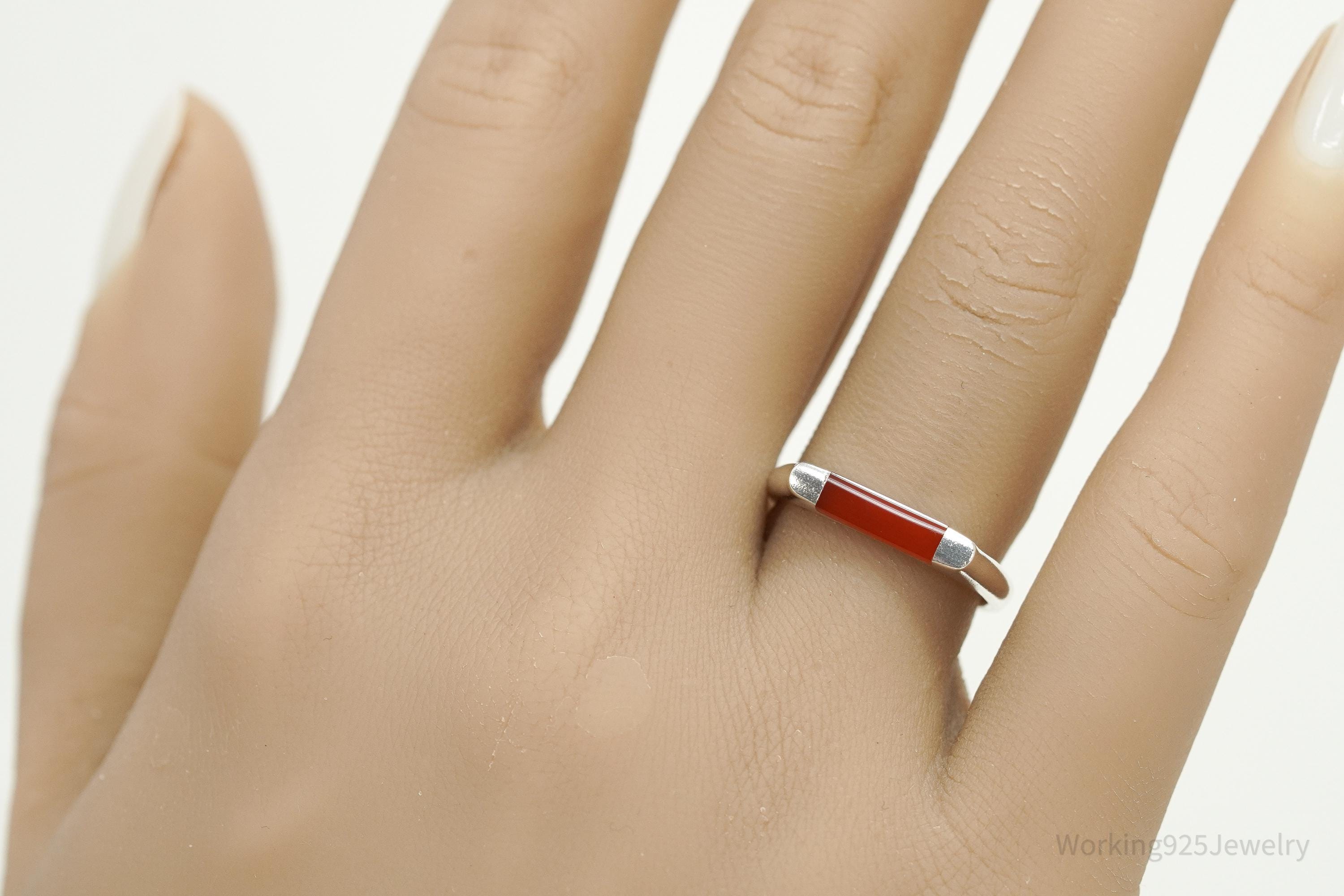 Vintage Carnelian Sterling Silver Ring - Size 7