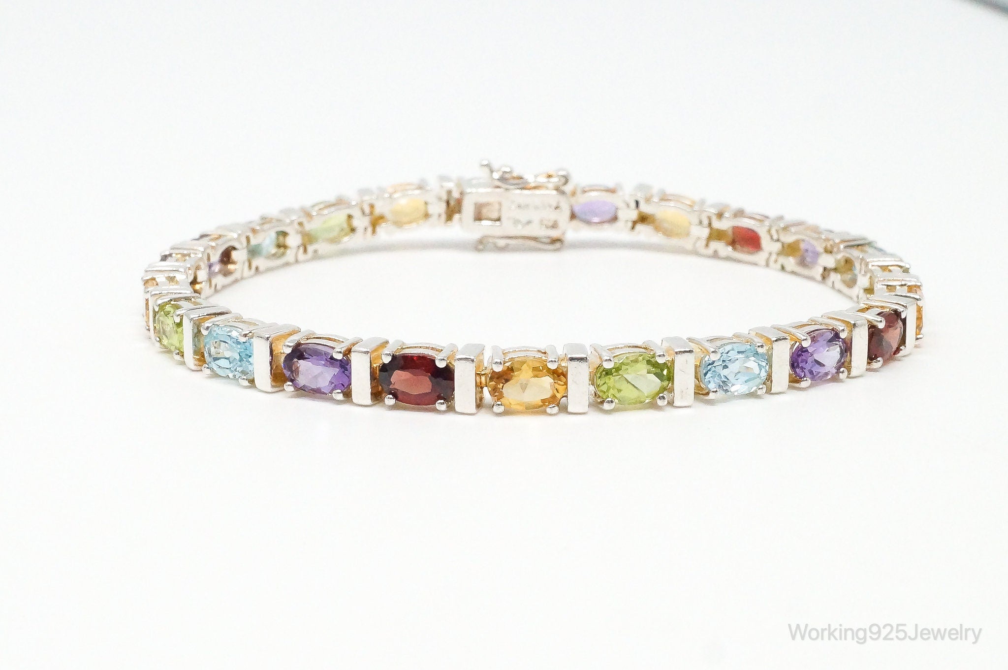 Vintage Designer Multi Gem Sterling Silver Bracelet
