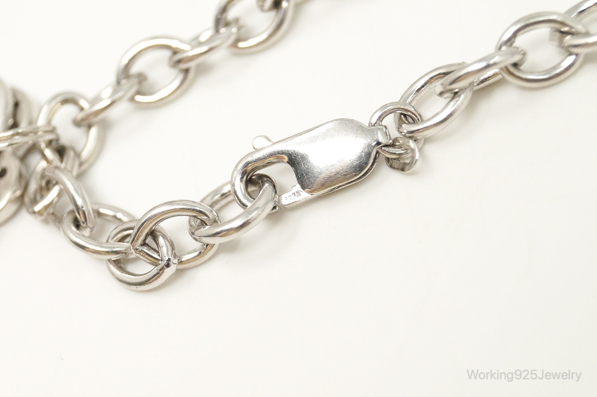 Designer Ross Simons Cubic Zirconia Heart Sterling Silver Bracelet