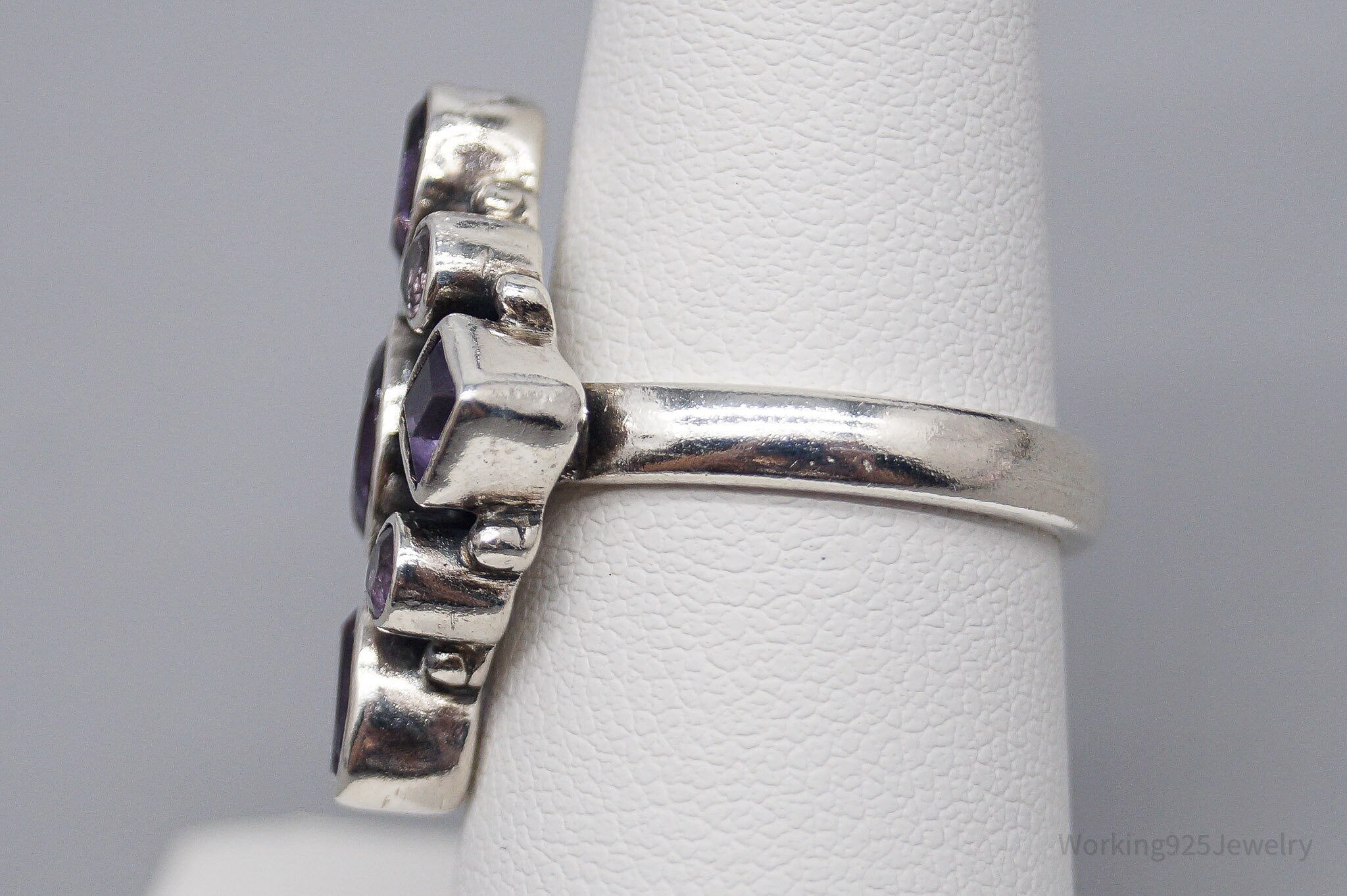 Vintage Amethyst Sterling Silver Ring - Size 6.75