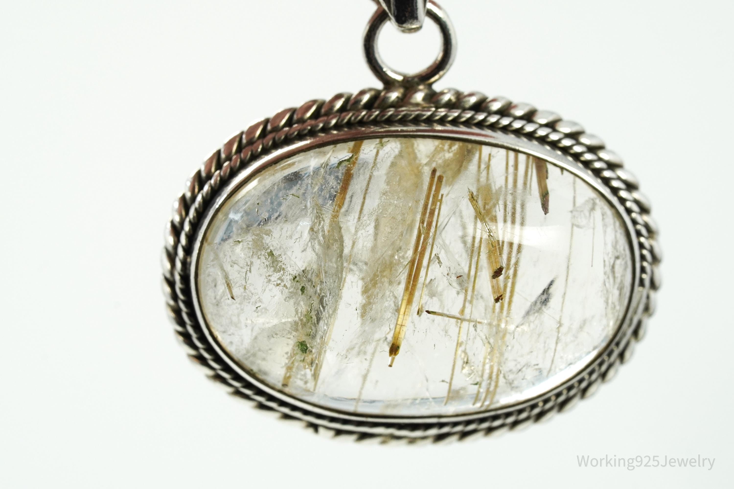 Vintage Rutilated Quartz Sterling Silver Southwestern Necklace Pendant