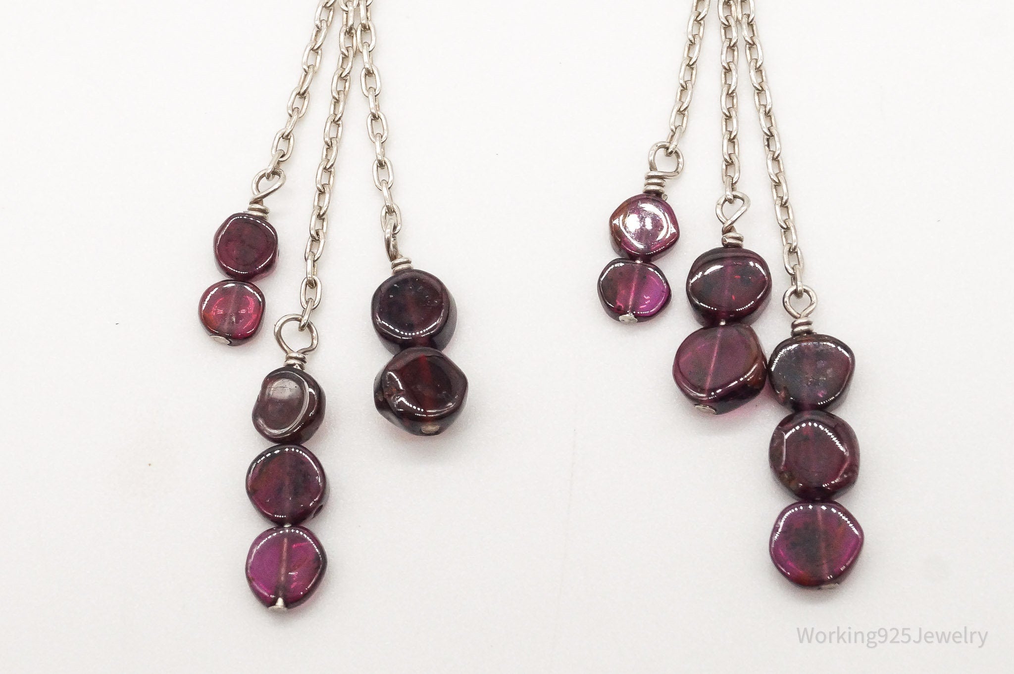 Vintage Rhodolite Garnet Sterling Silver Earrings