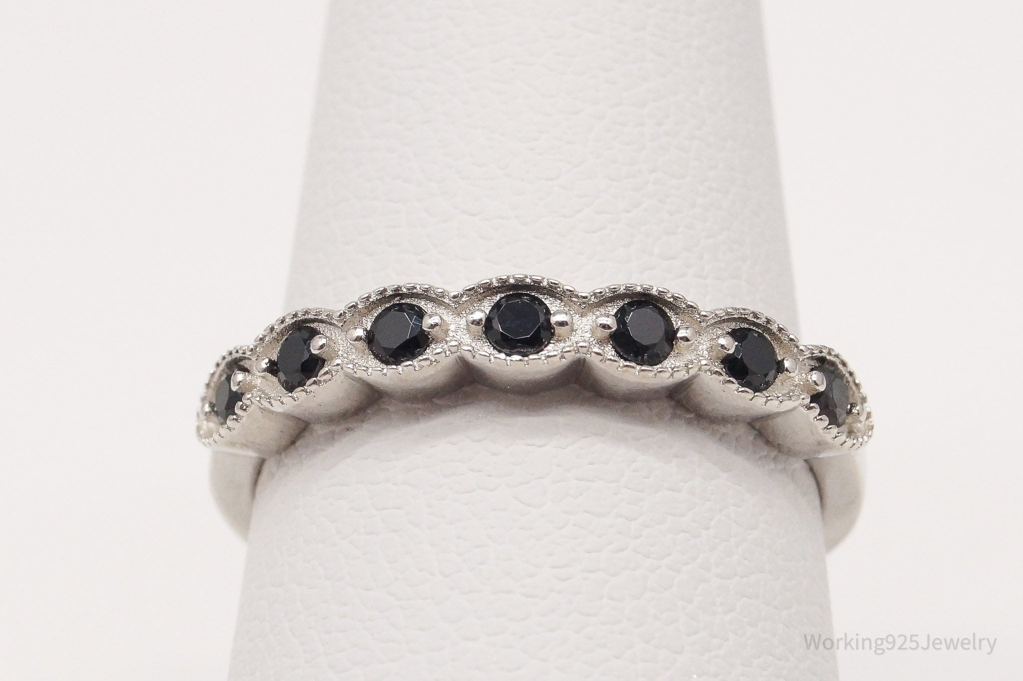 Designer DK Black Spinel Rhodium Over Sterling Silver Ring - Size 7