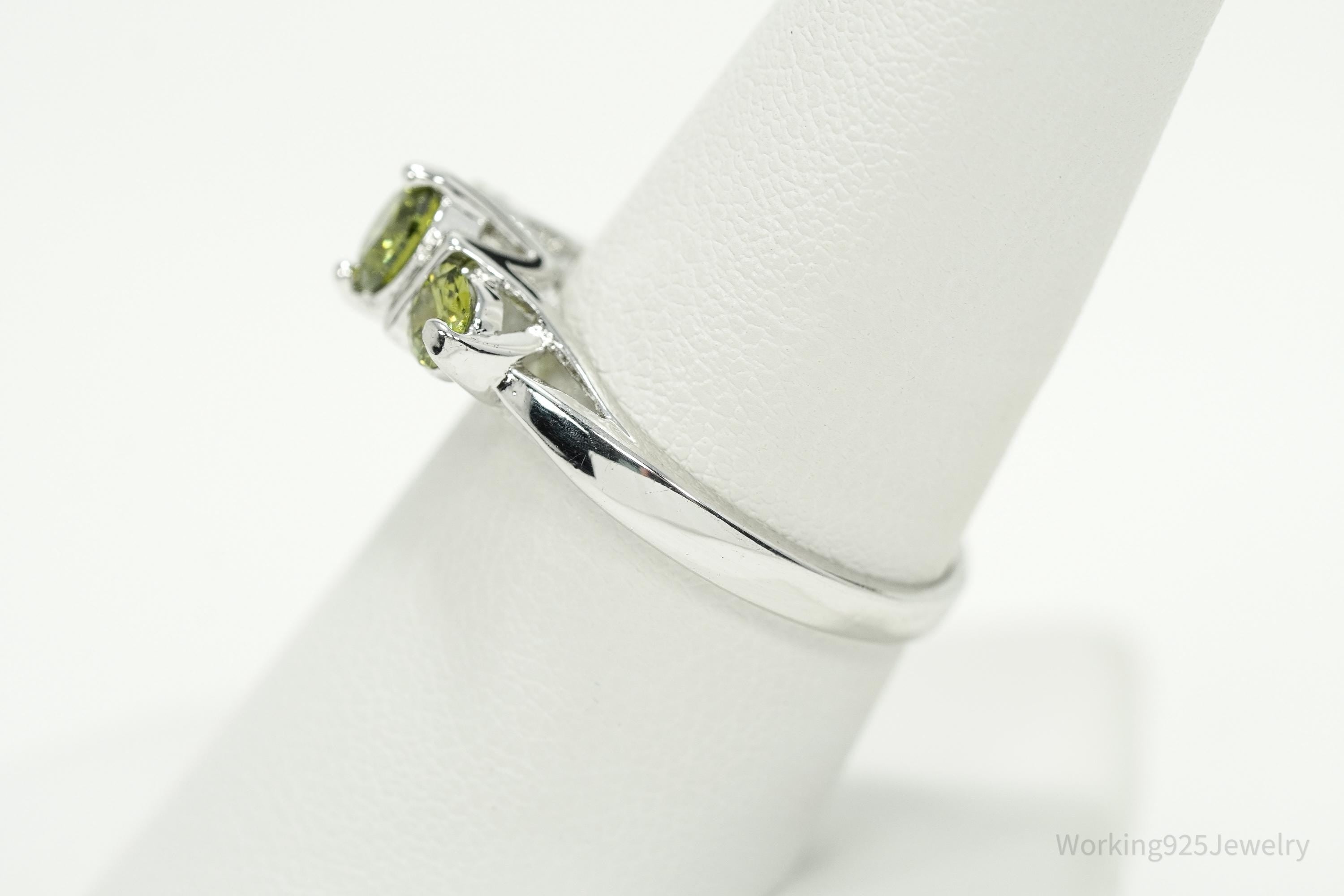 Green Peridot Sterling Silver Ring - Size 8