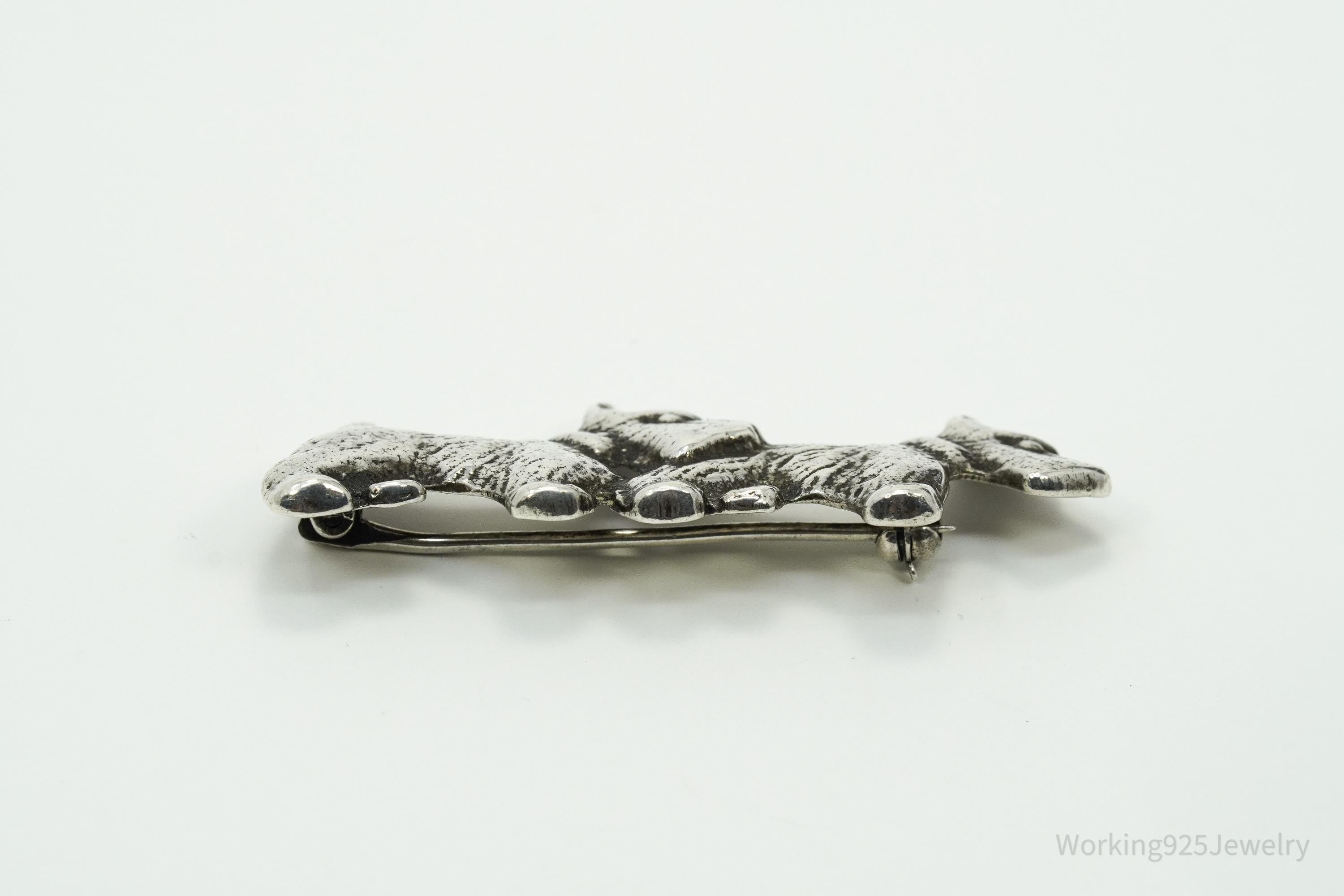 Vintage Scottish Scottie Dogs Sterling Silver Brooch Pin