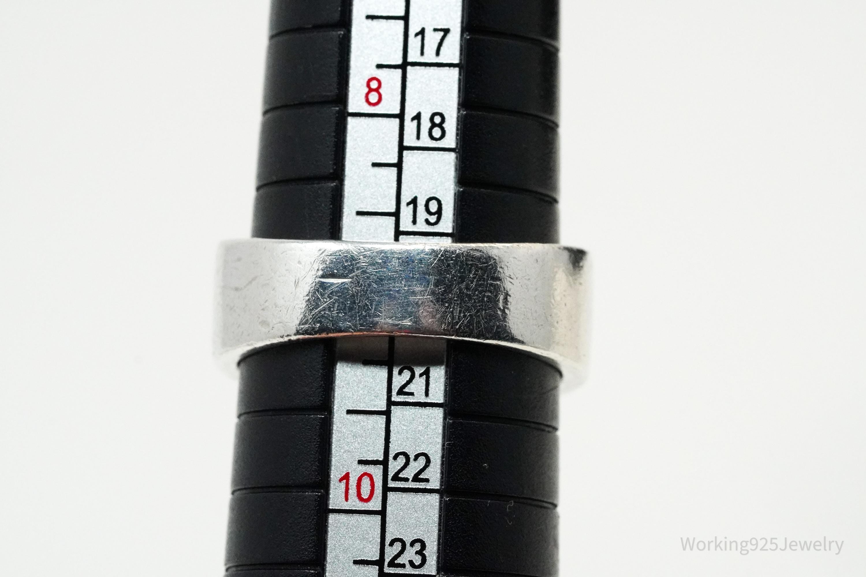 Vintage Garnet Cross Sterling Silver Ring - Size 9