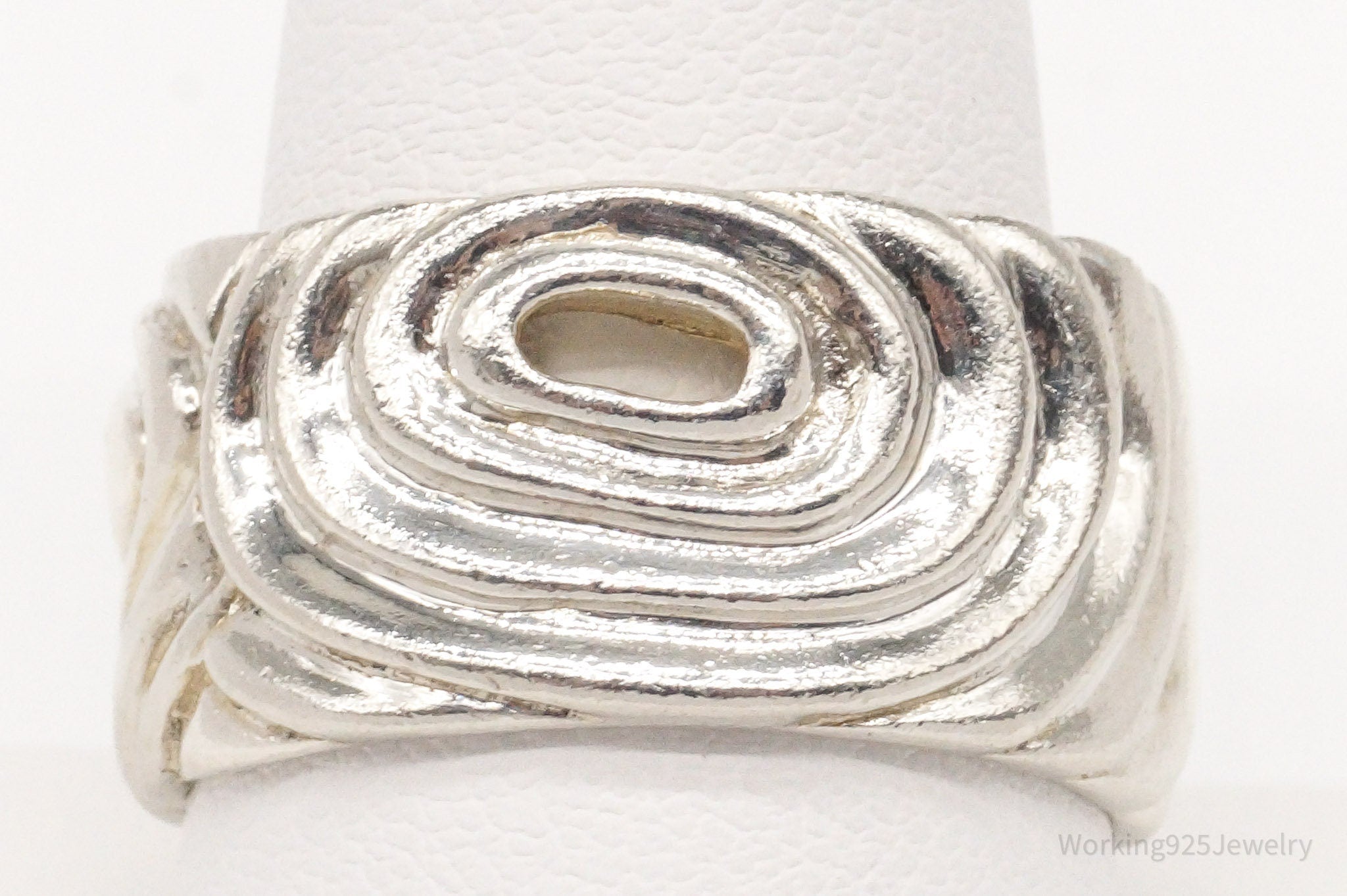 Vintage Mid Century Modernist Style Sterling Silver Ring - Size 10.25