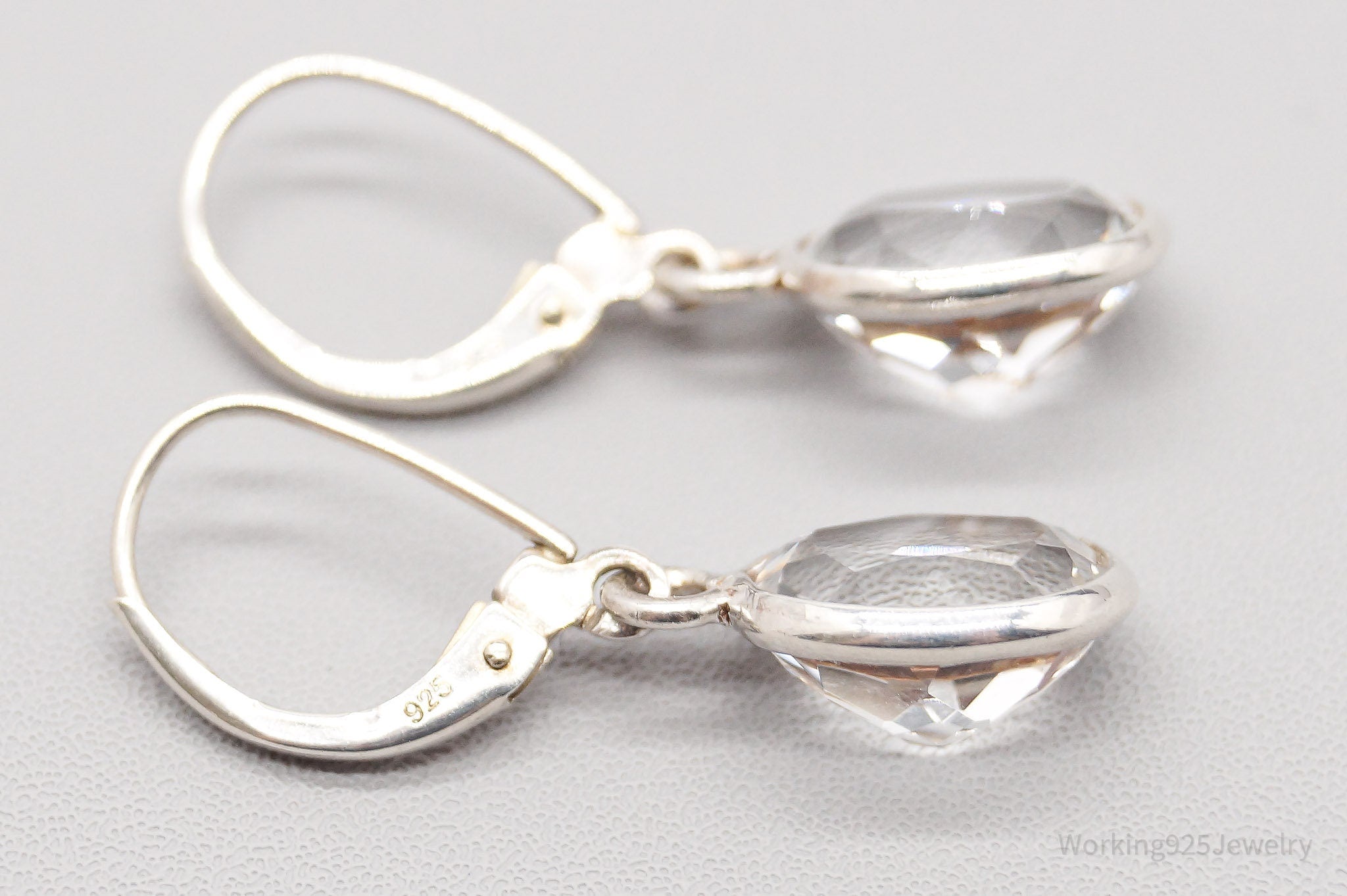 Vintage White Topaz Sterling Silver Earrings