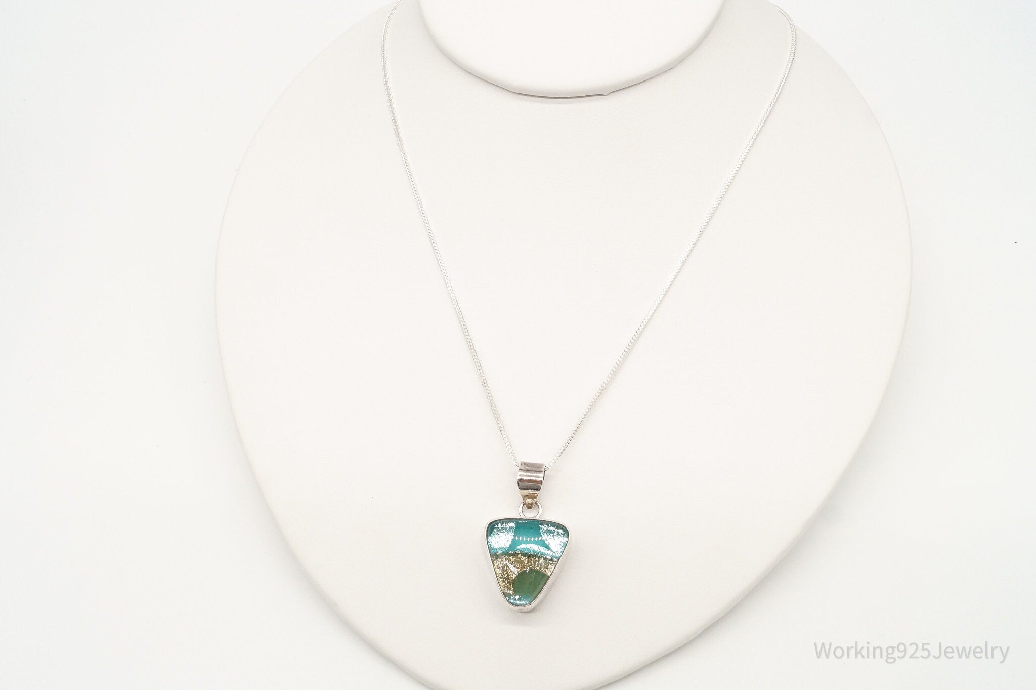 Vintage Dichroic Glass Sterling Silver Necklace