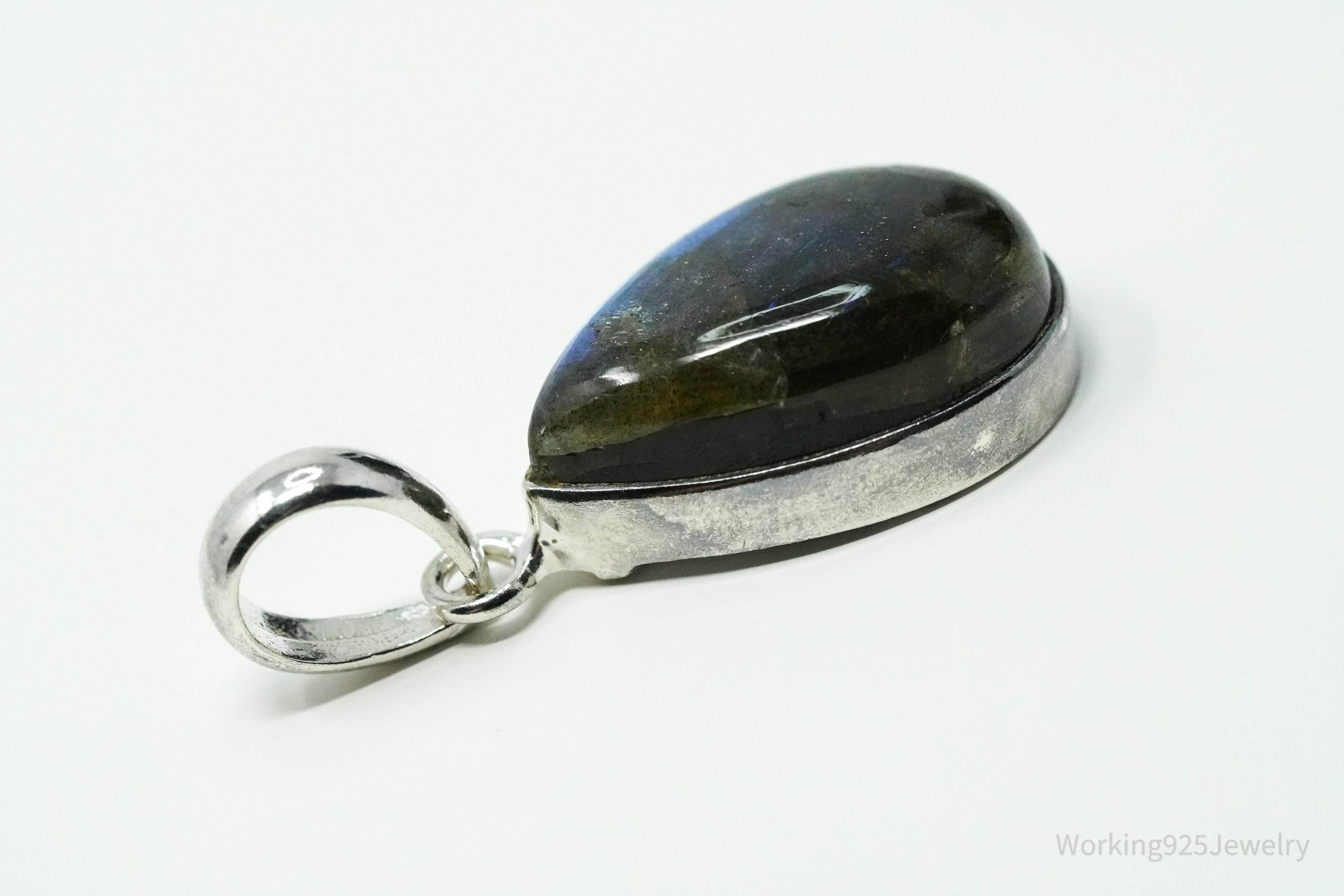 Vintage Labradorite Sterling Silver Necklace Pendant