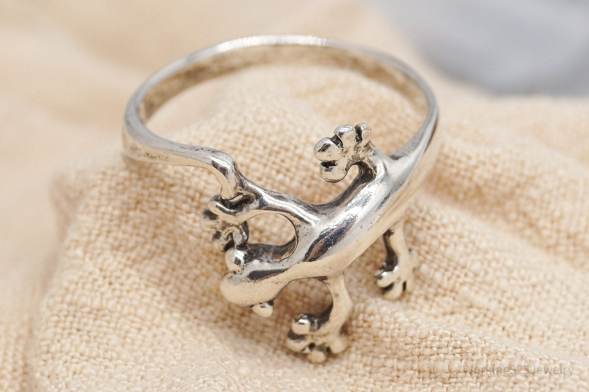 Vintage Wrapped Lizard Sterling Silver Ring Size 9.5