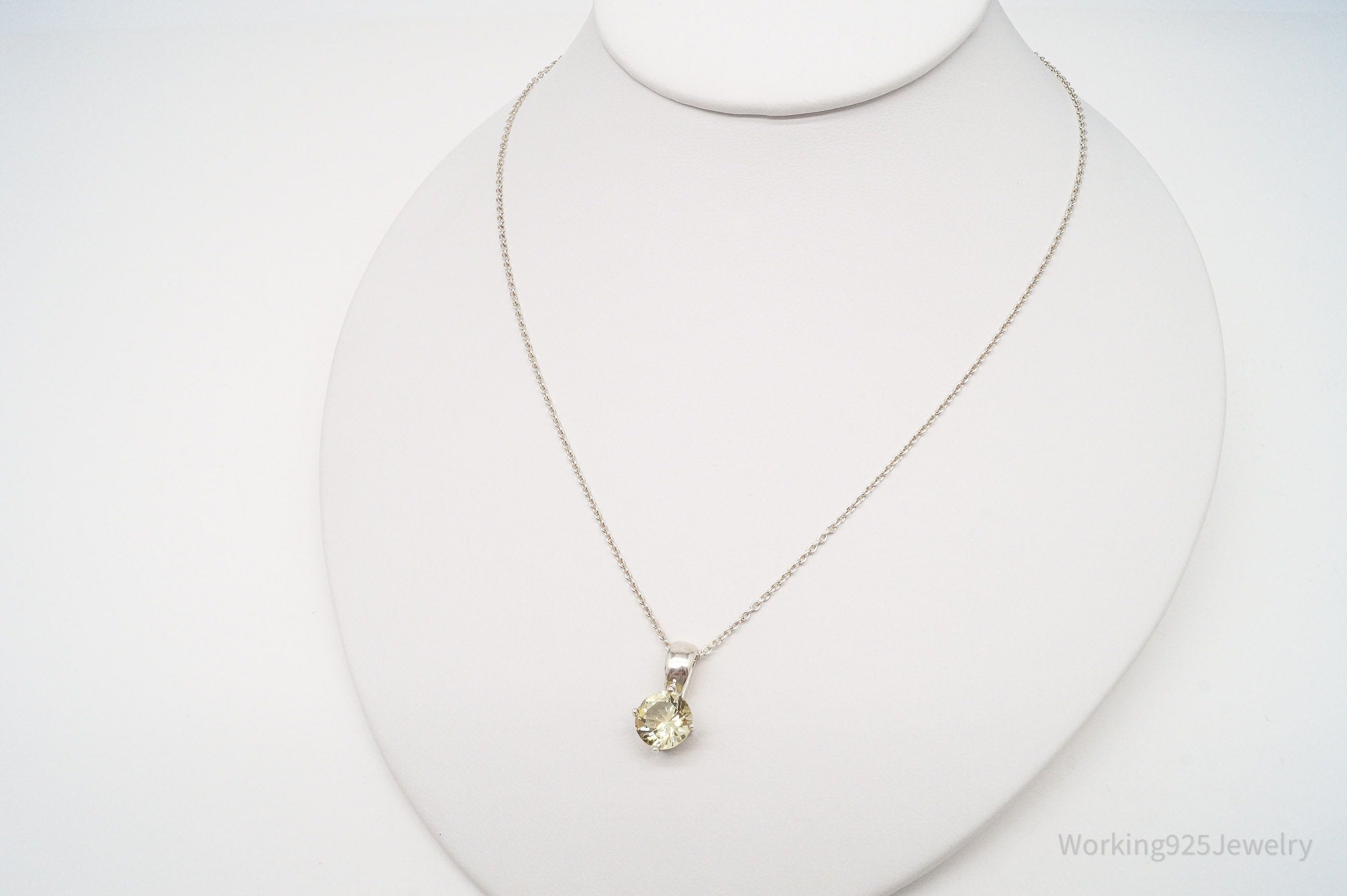 Vintage Lemon Quartz Sterling Silver Necklace 18"