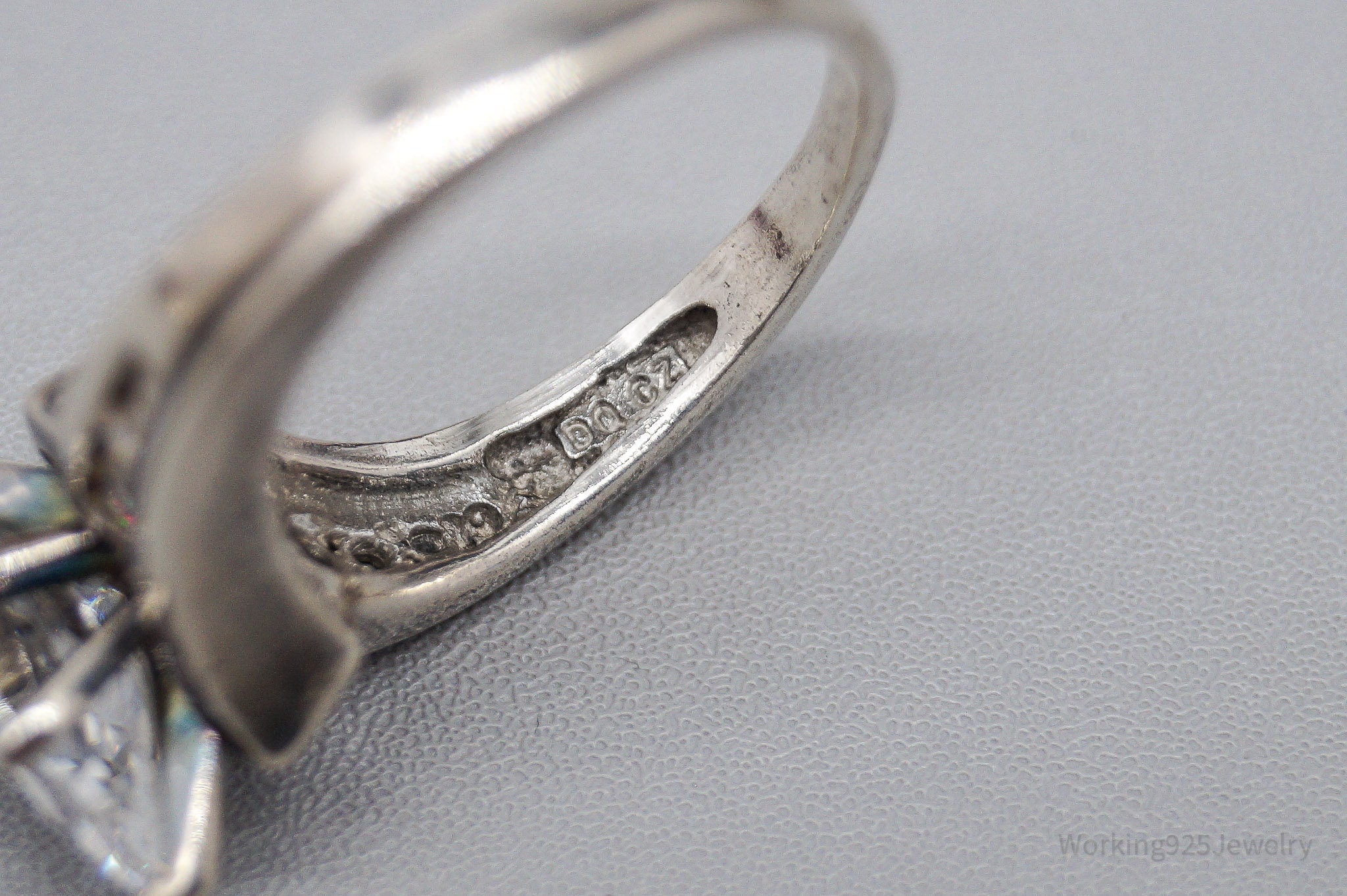 Vintage White Diamonique Cubic Zirconia Sterling Silver Ring Size 6.25