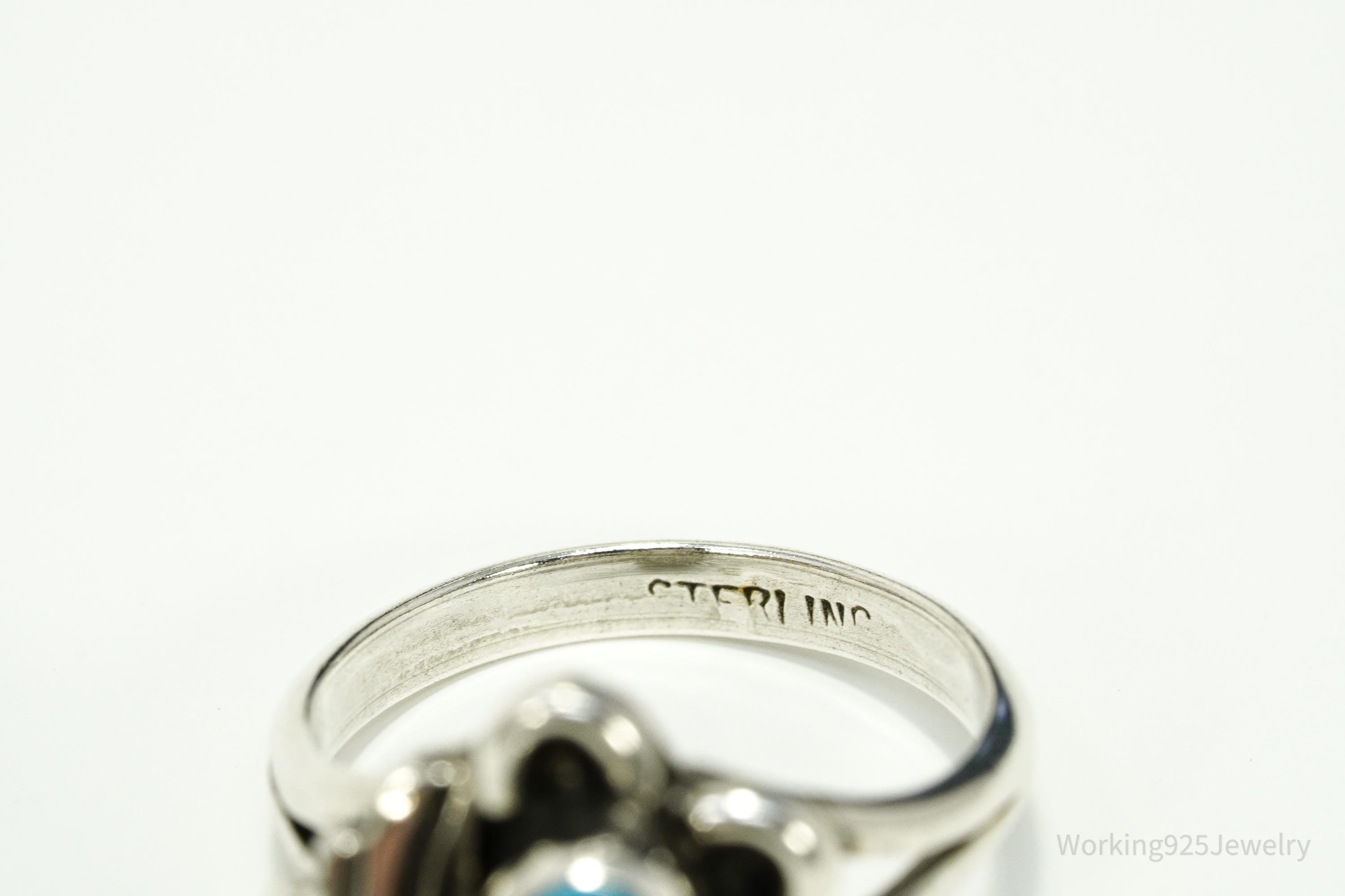 Vintage Native American Turquoise Sterling Silver Ring - Size 4.75