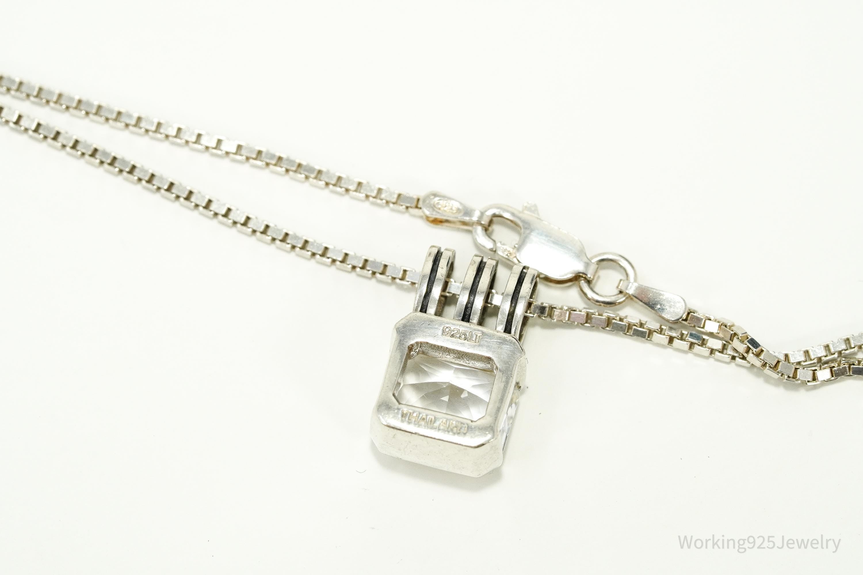 Vintage White Sapphire Sterling Silver Necklace 18"