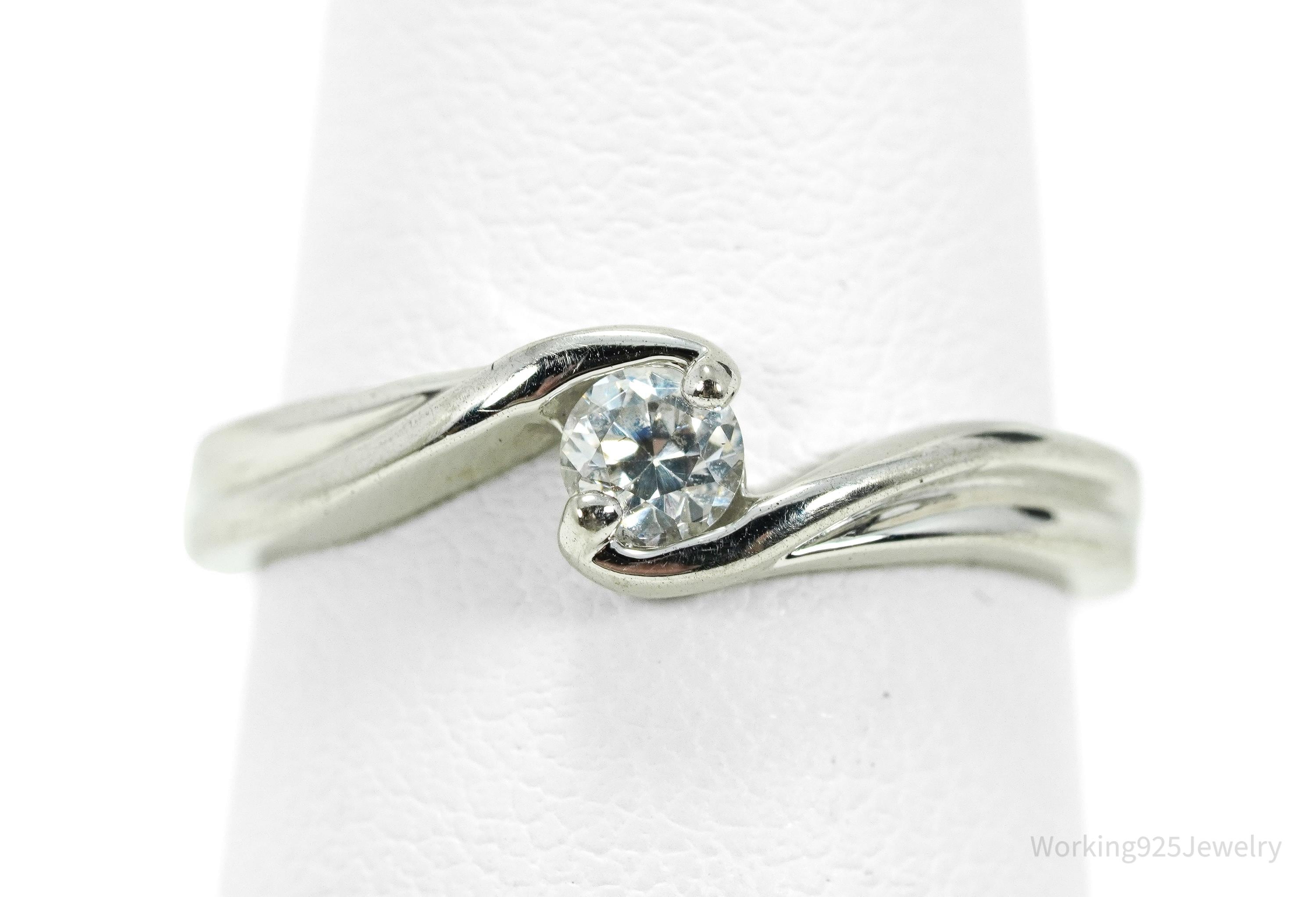 Vintage Cubic Zirconia Sterling Silver Ring - Size 5