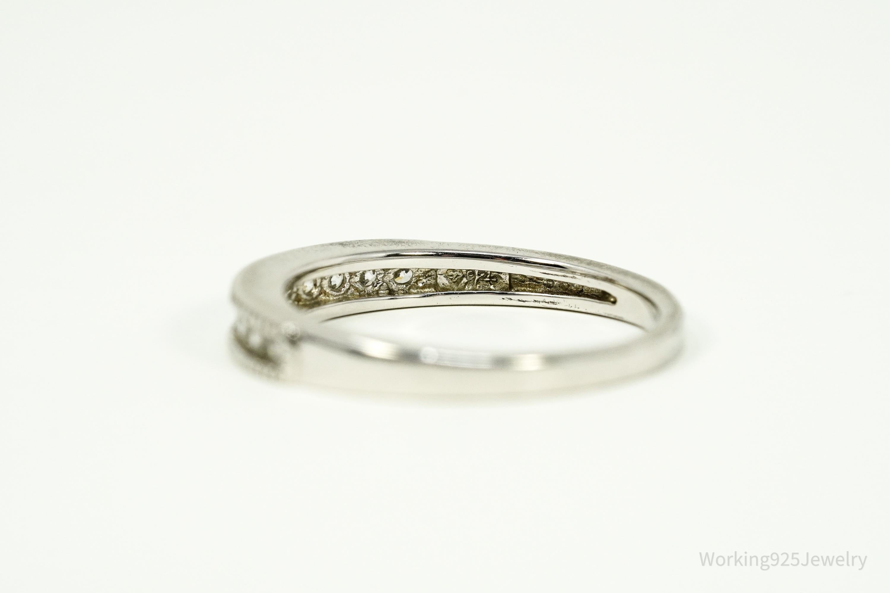 Vintage Cubic Zirconia Sterling Silver Band Ring - Size 6